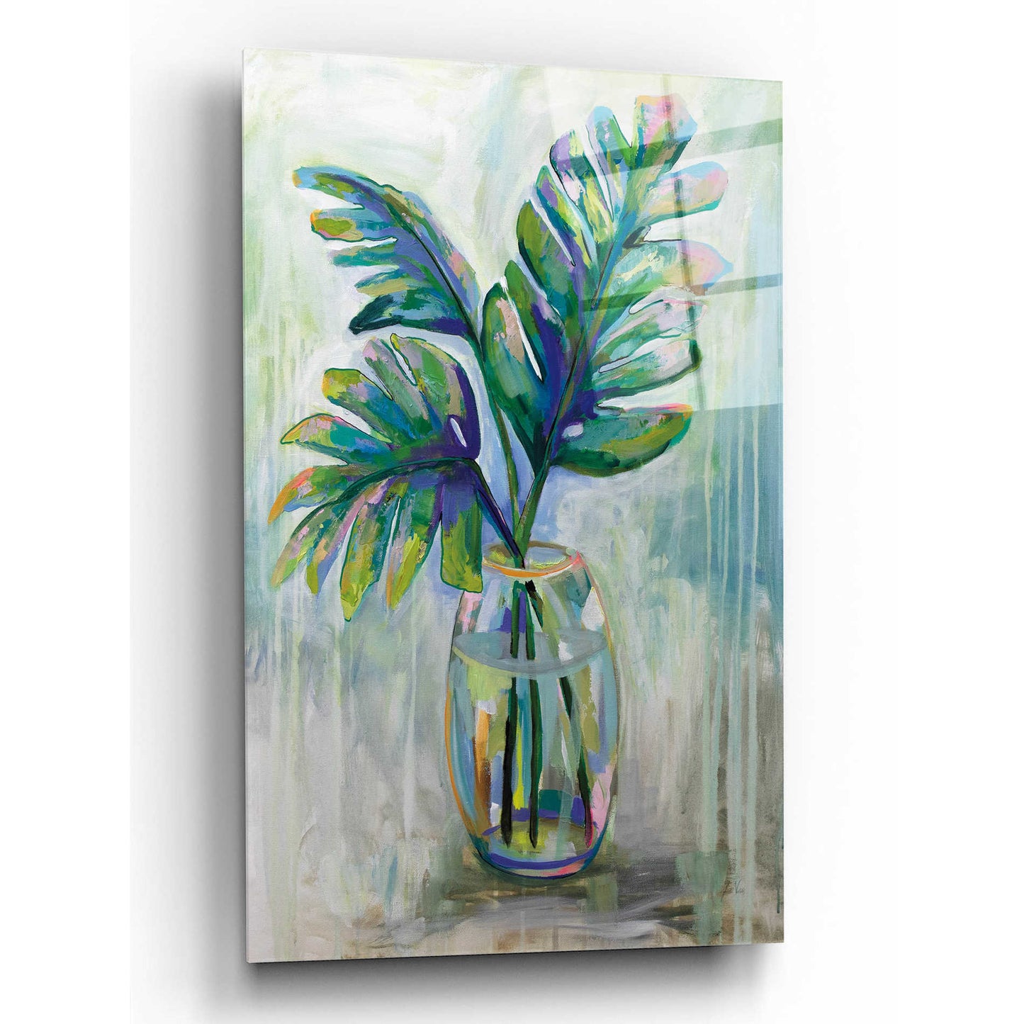Epic Art 'Palm Leaves II' by Jeanette Vertentes, Acrylic Glass Wall Art,12x16