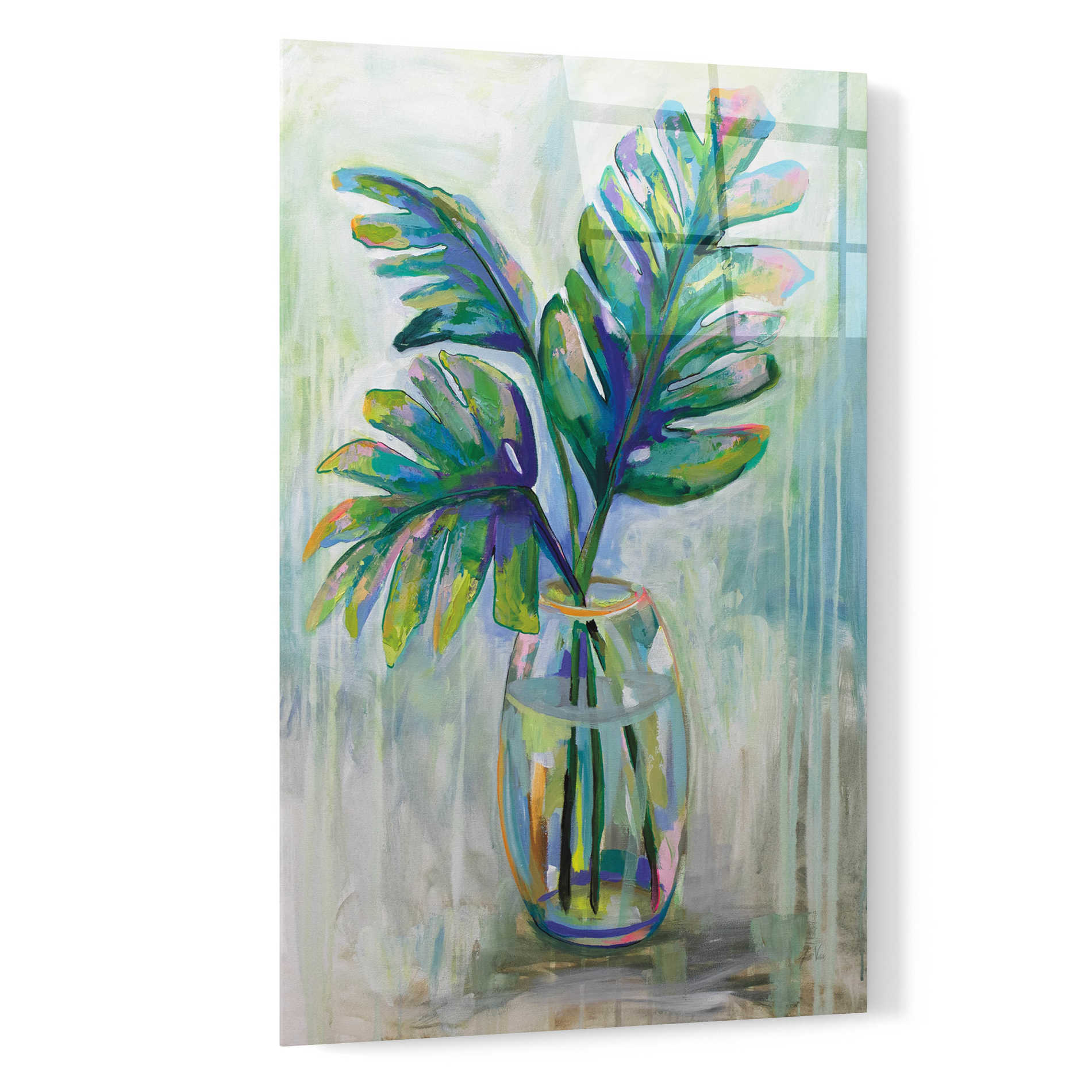 Epic Art 'Palm Leaves II' by Jeanette Vertentes, Acrylic Glass Wall Art,16x24