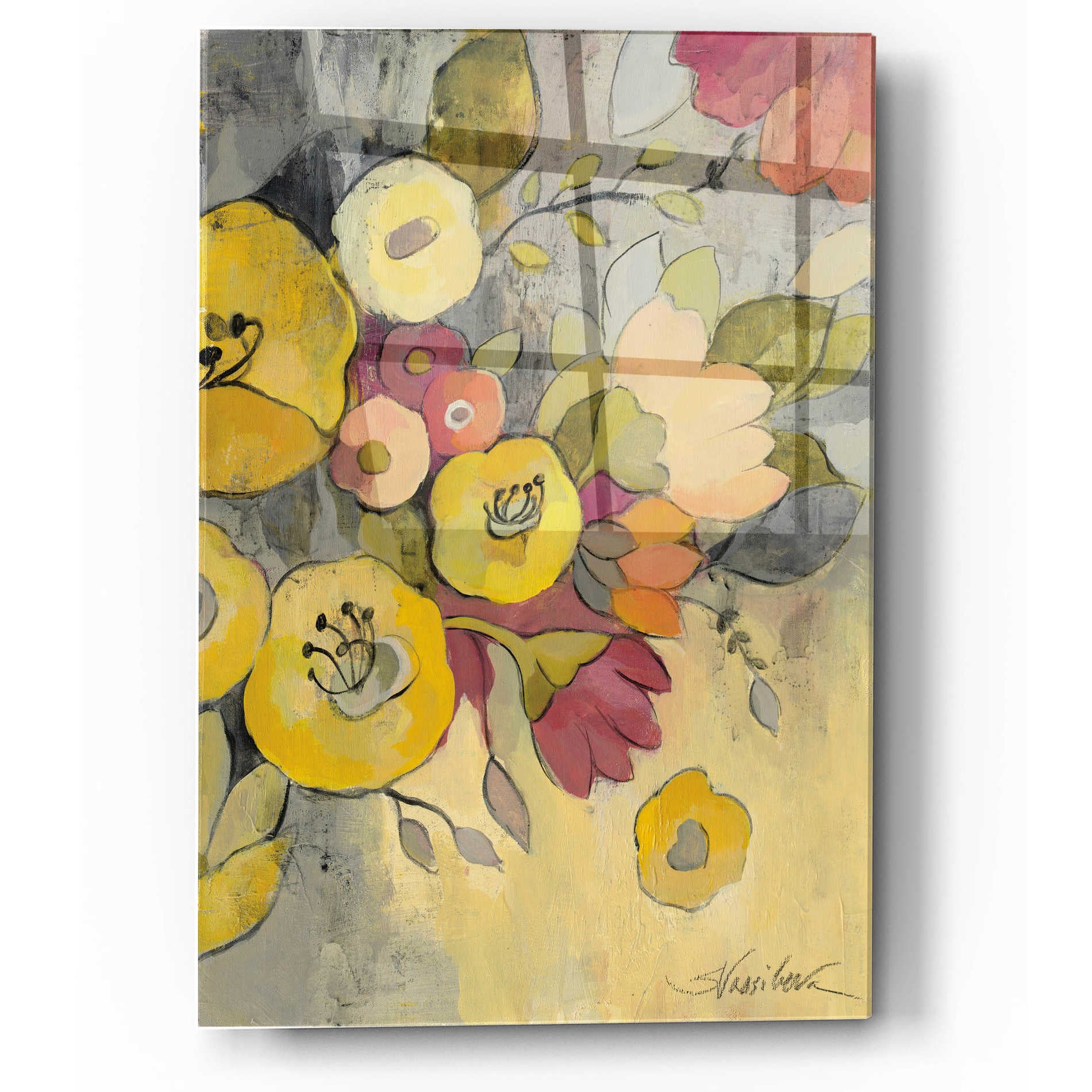 Epic Art 'Yellow Floral Duo I' by Silvia Vassileva, Acrylic Glass Wall Art,12x16