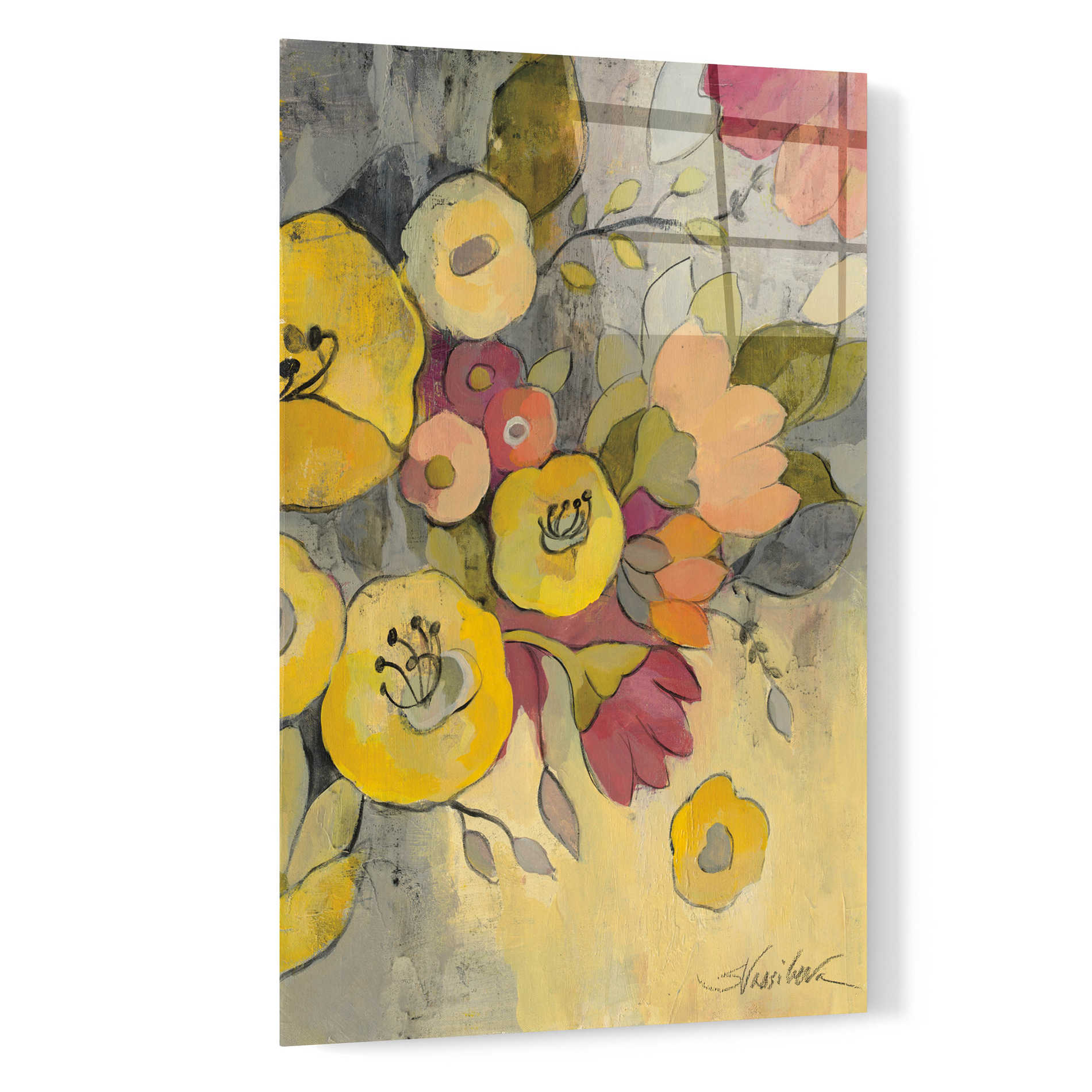 Epic Art 'Yellow Floral Duo I' by Silvia Vassileva, Acrylic Glass Wall Art,16x24