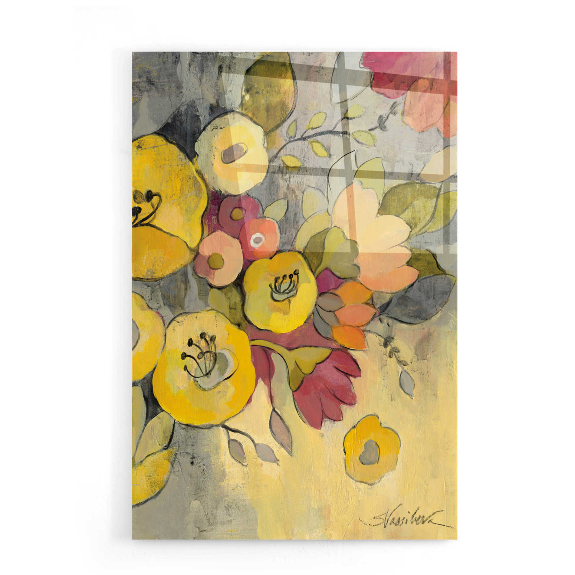 Epic Art 'Yellow Floral Duo I' by Silvia Vassileva, Acrylic Glass Wall Art,16x24