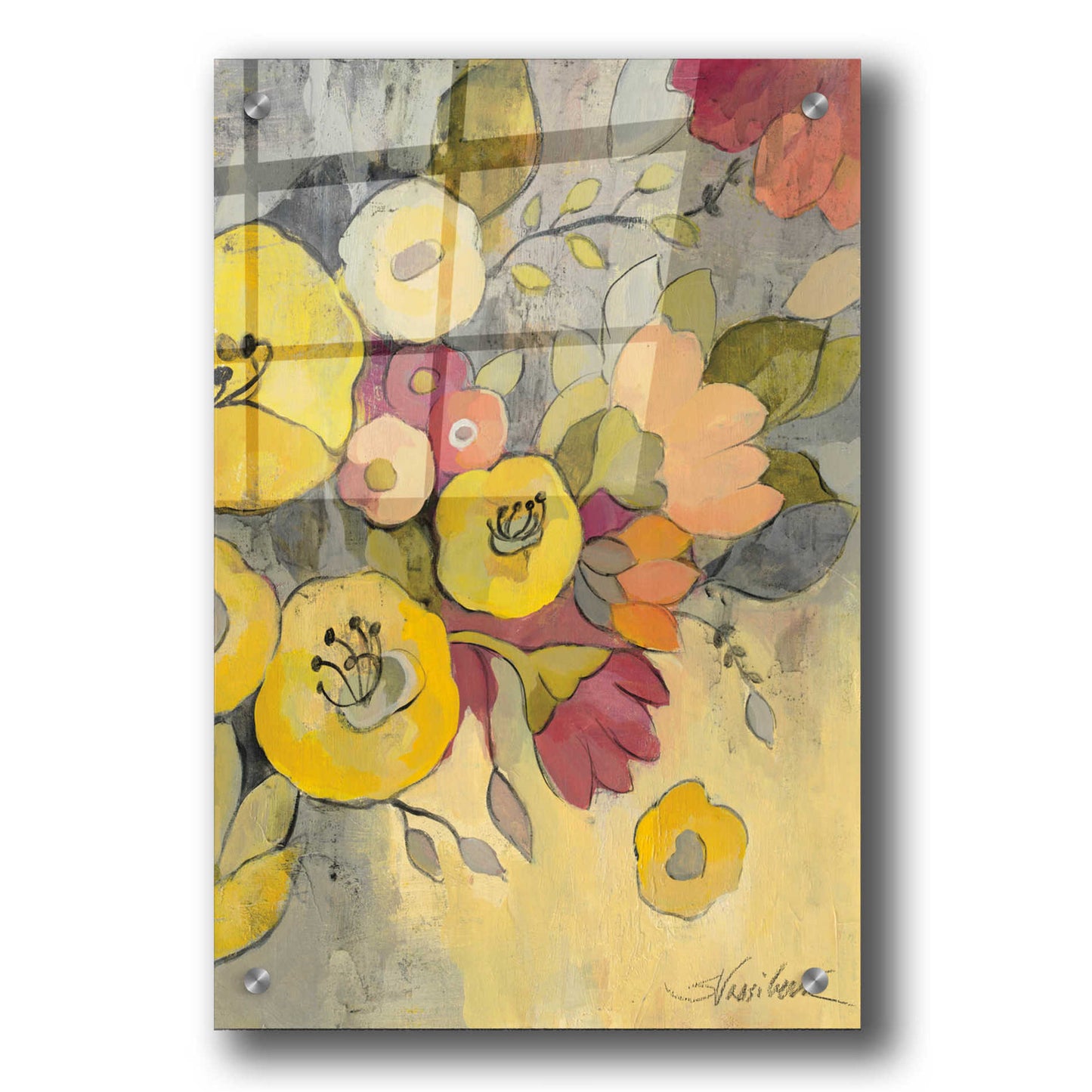 Epic Art 'Yellow Floral Duo I' by Silvia Vassileva, Acrylic Glass Wall Art,24x36