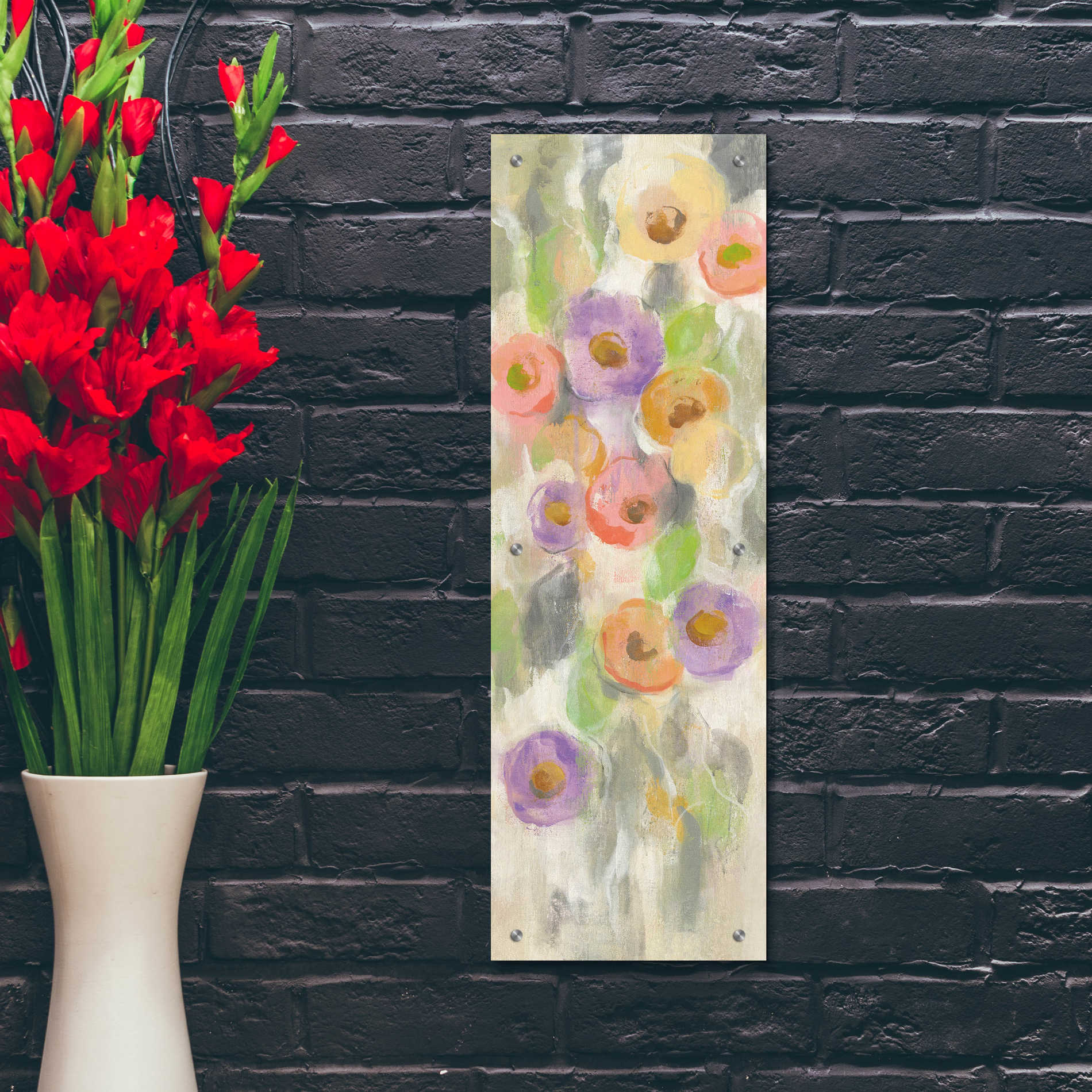 Epic Art 'Dreamy Flowers I' by Silvia Vassileva, Acrylic Glass Wall Art,12x36