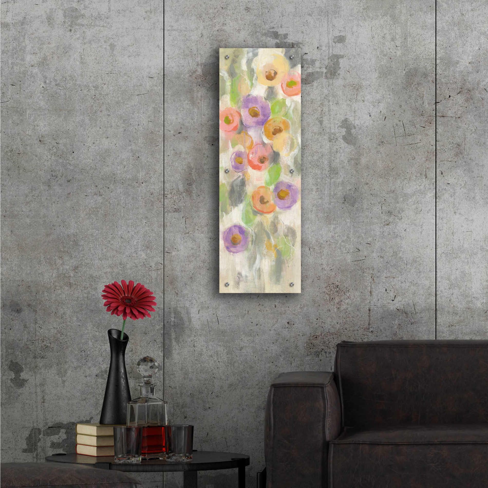 Epic Art 'Dreamy Flowers I' by Silvia Vassileva, Acrylic Glass Wall Art,12x36