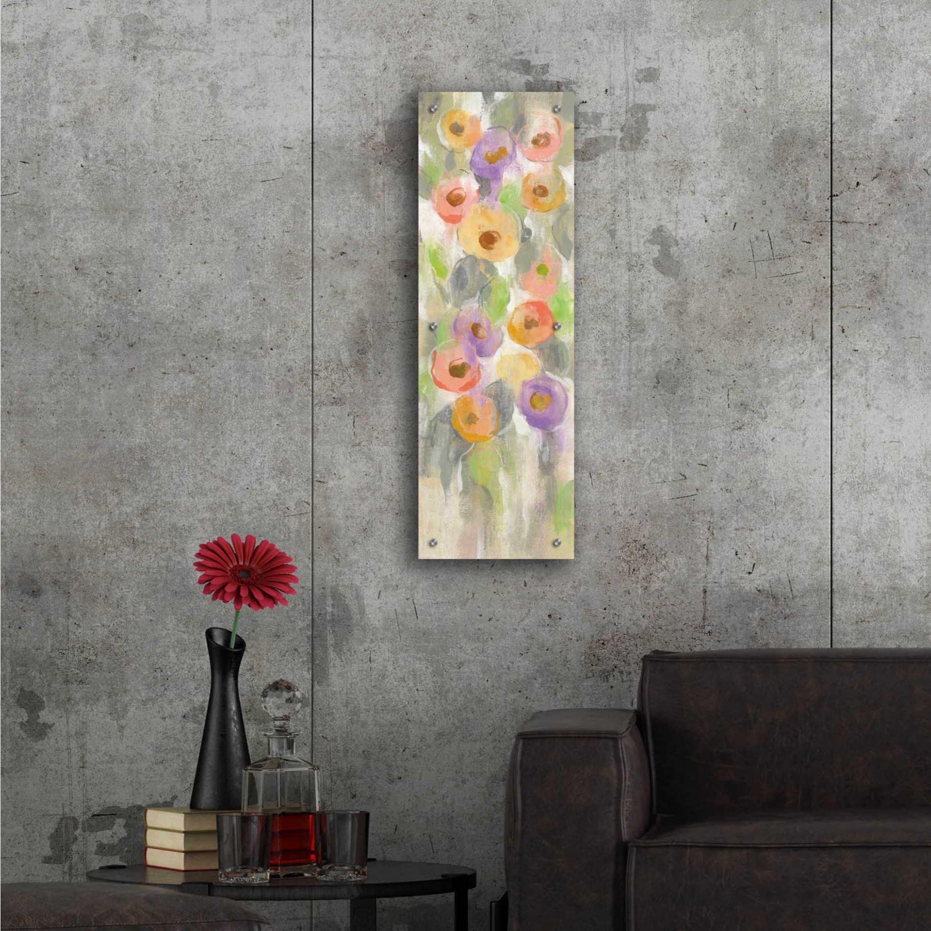 Epic Art 'Dreamy Flowers II' by Silvia Vassileva, Acrylic Glass Wall Art,12x36