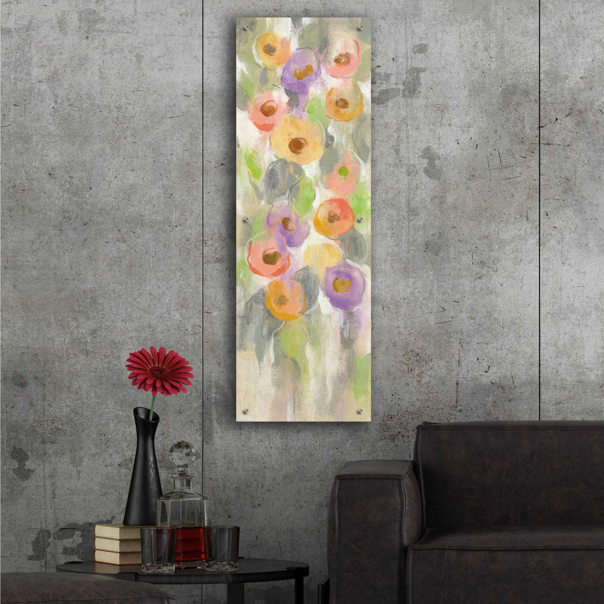 Epic Art 'Dreamy Flowers II' by Silvia Vassileva, Acrylic Glass Wall Art,16x48