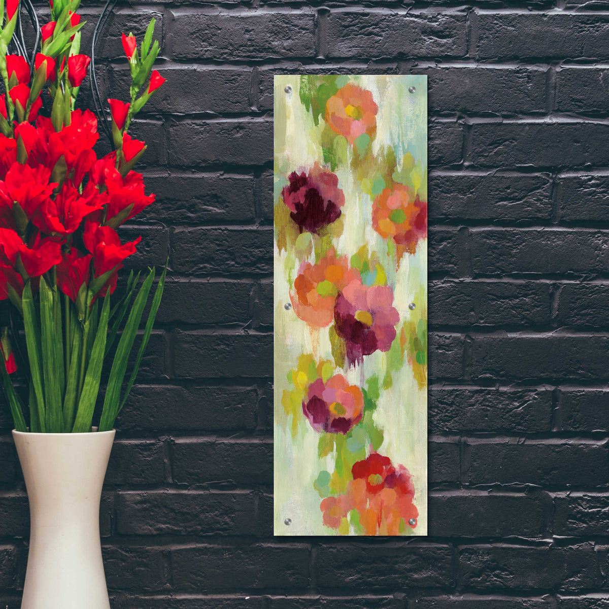 Epic Art 'Coral and Emerald Garden II' by Silvia Vassileva, Acrylic Glass Wall Art,12x36