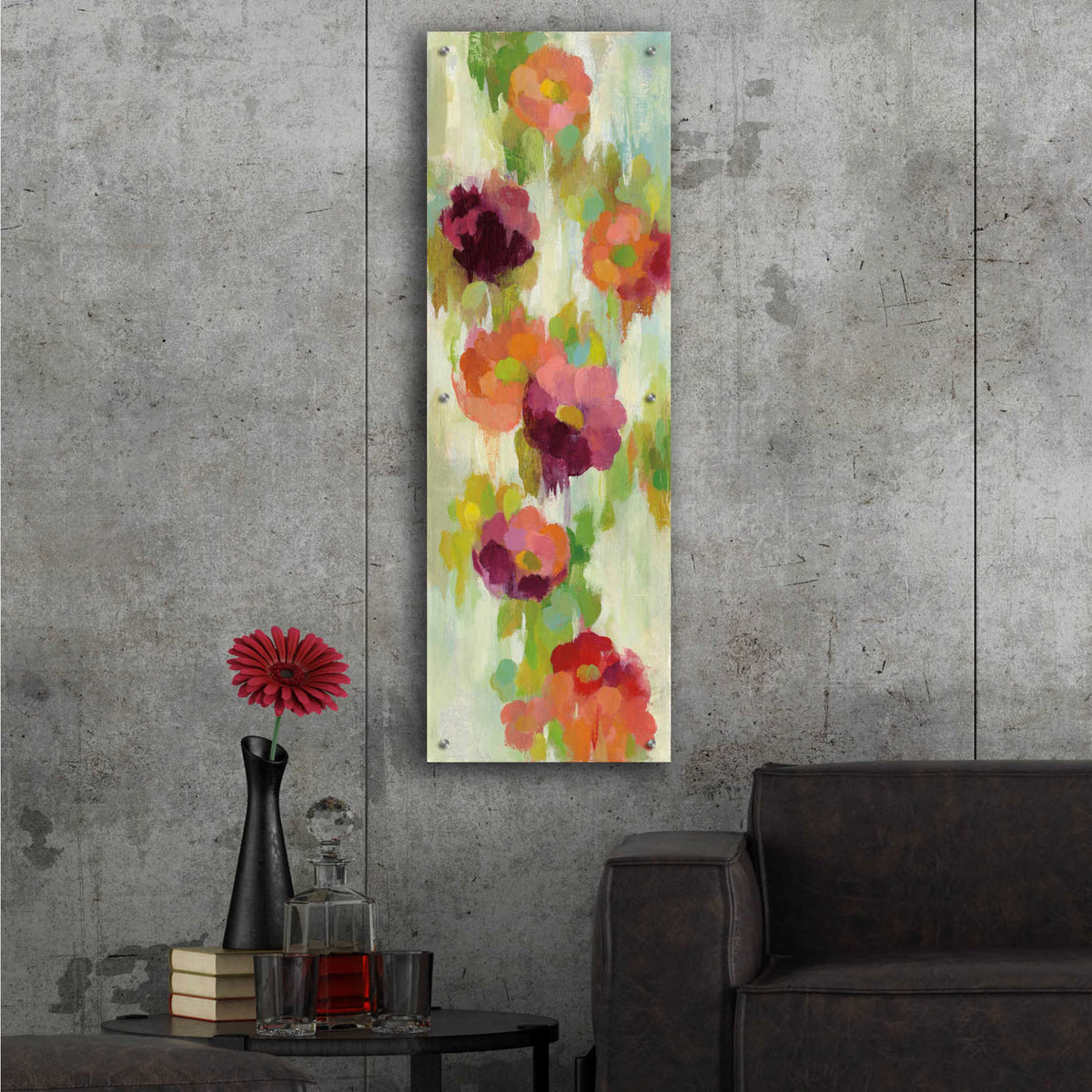 Epic Art 'Coral and Emerald Garden II' by Silvia Vassileva, Acrylic Glass Wall Art,16x48