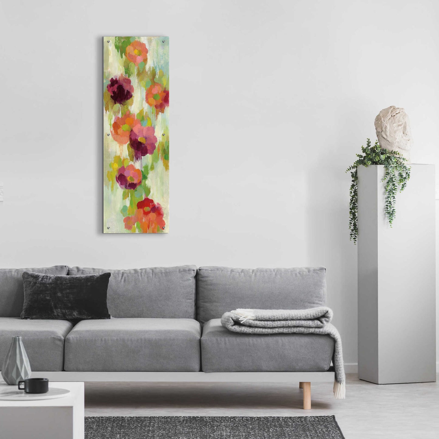 Epic Art 'Coral and Emerald Garden II' by Silvia Vassileva, Acrylic Glass Wall Art,16x48