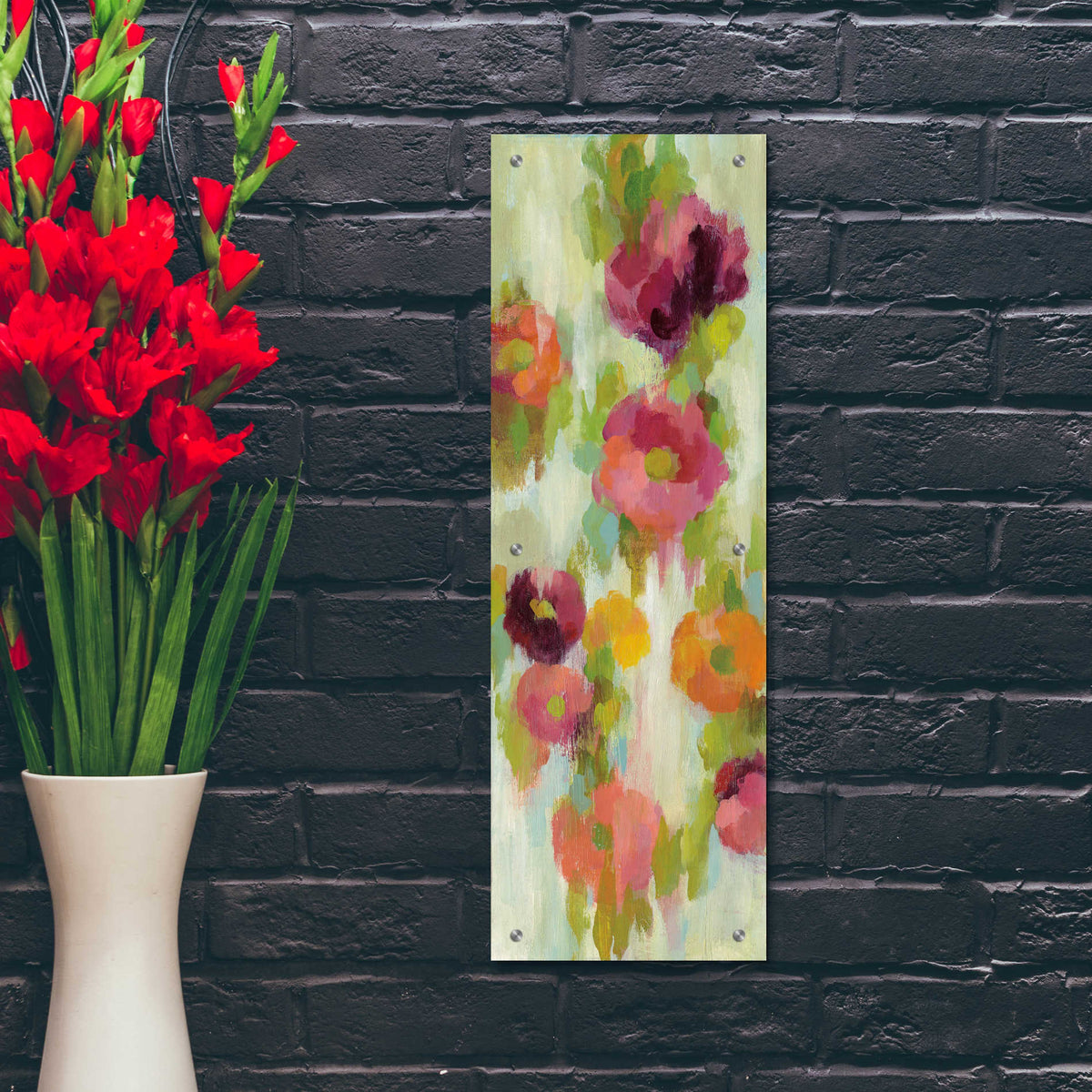 Epic Art 'Coral and Emerald Garden III' by Silvia Vassileva, Acrylic Glass Wall Art,12x36