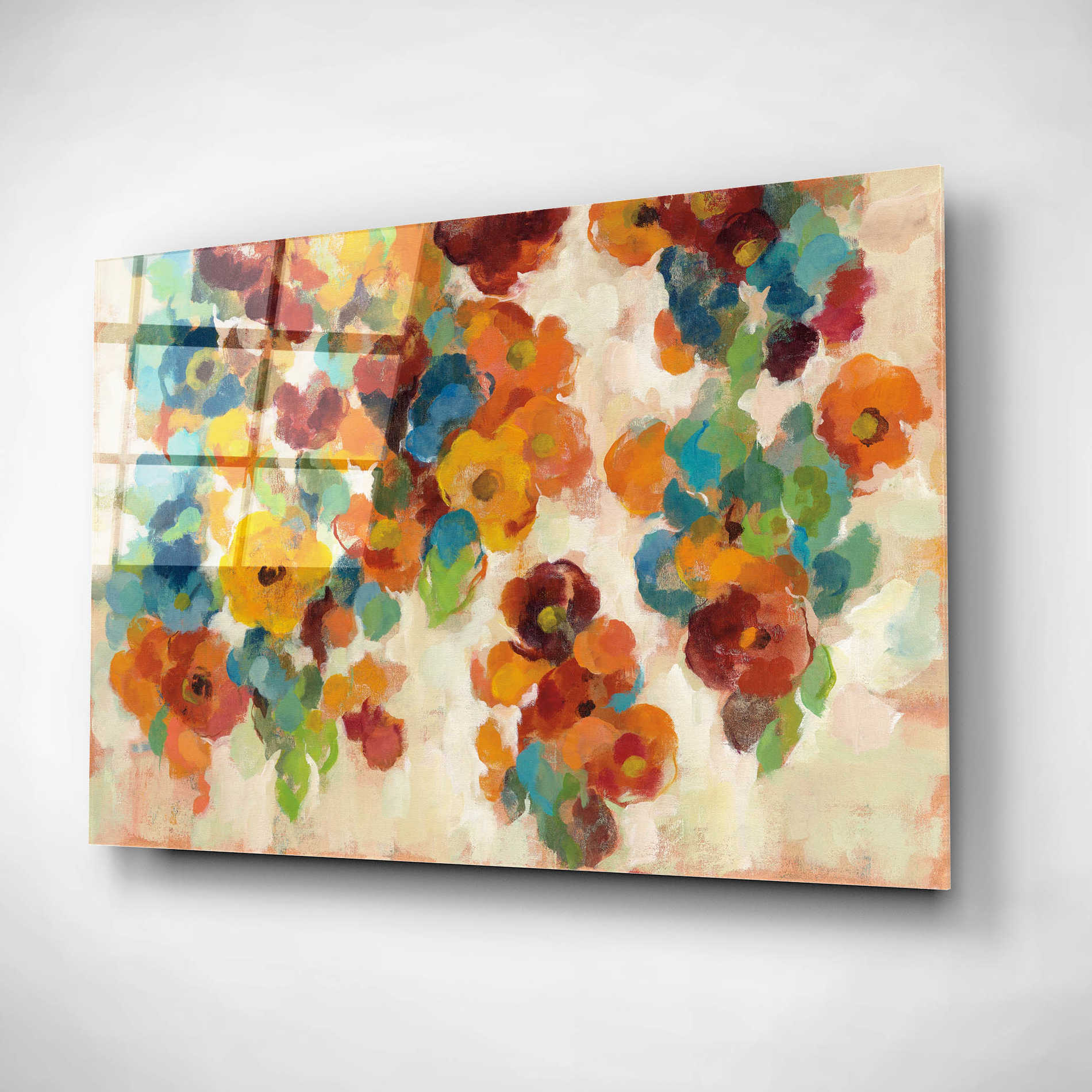 Epic Art 'Spice and Turquoise Florals' by Silvia Vassileva, Acrylic Glass Wall Art,16x12