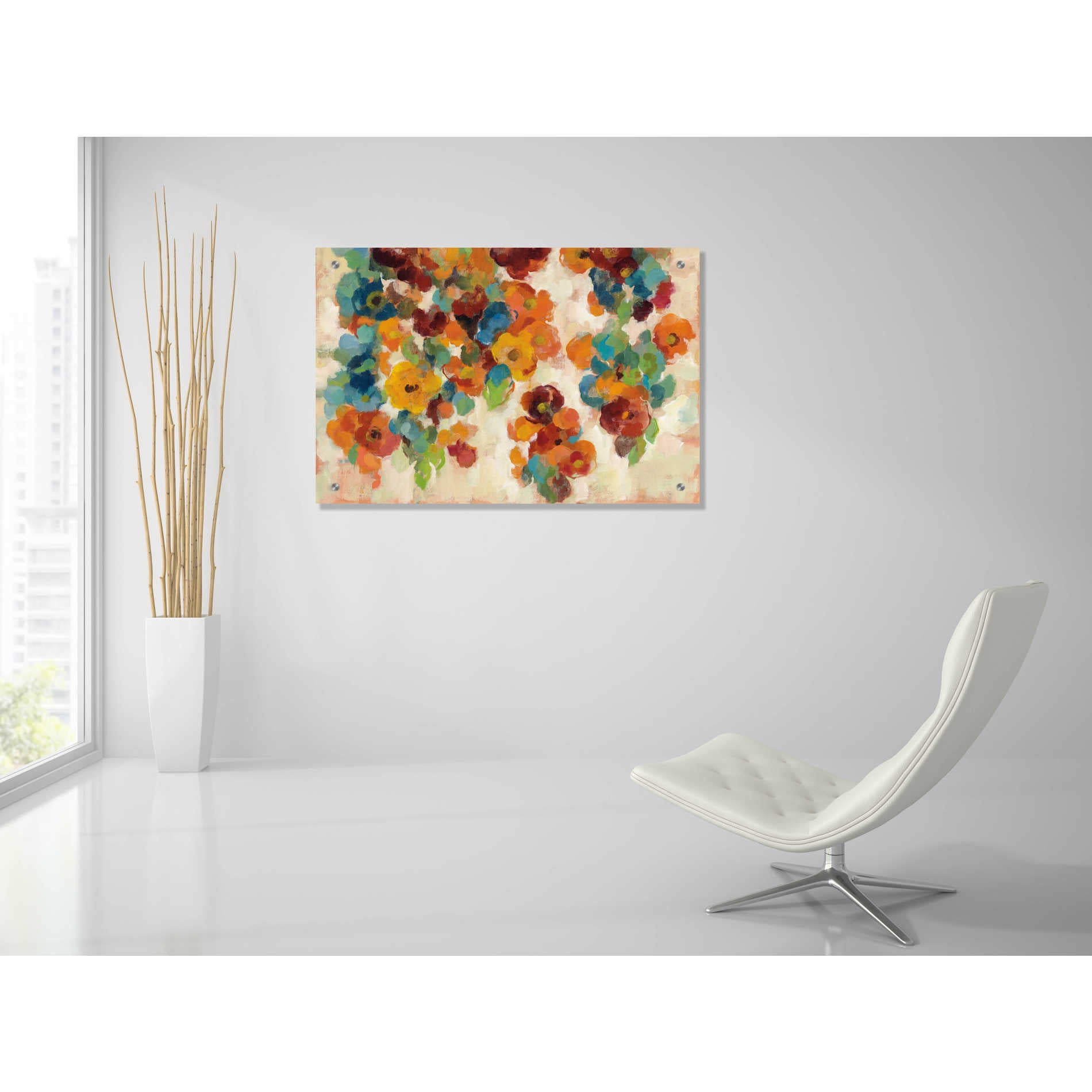 Epic Art 'Spice and Turquoise Florals' by Silvia Vassileva, Acrylic Glass Wall Art,36x24