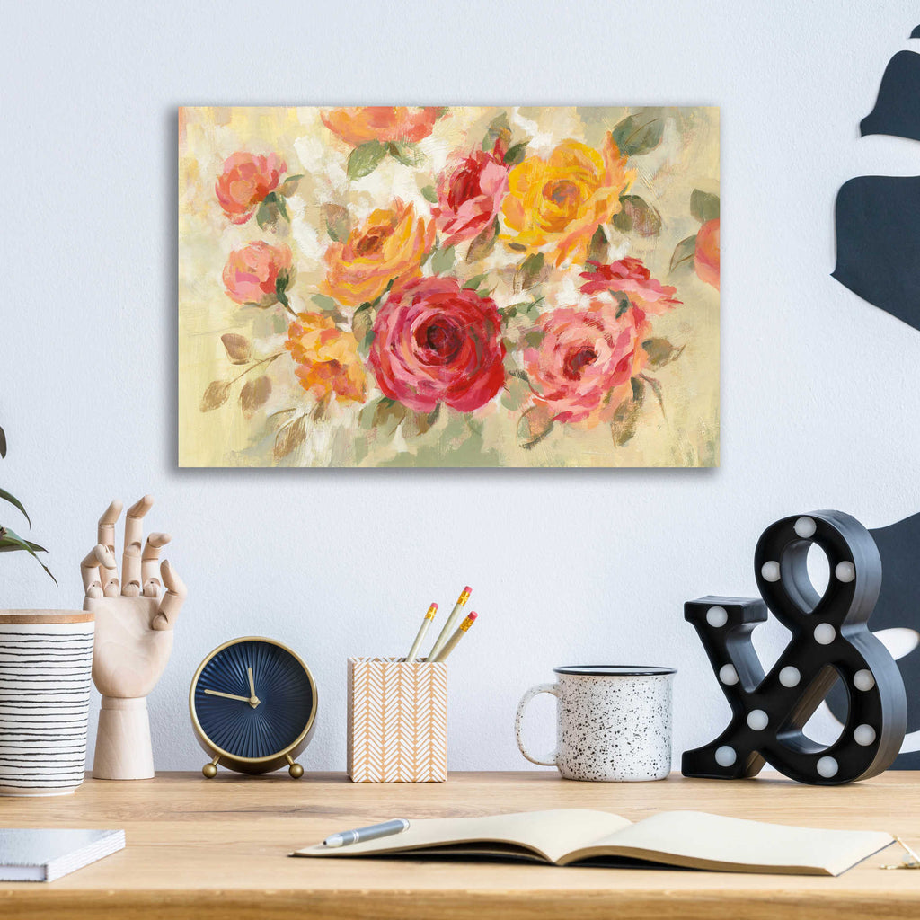 Epic Art 'Brushy Roses' by Silvia Vassileva, Acrylic Glass Wall Art,16x12