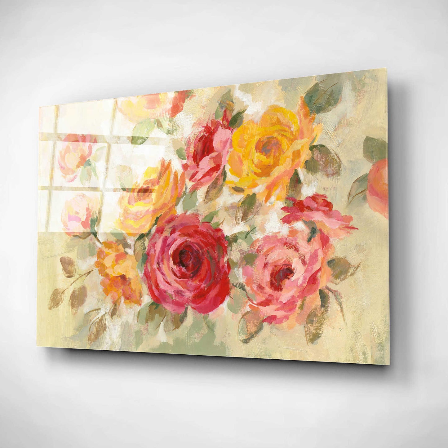 Epic Art 'Brushy Roses' by Silvia Vassileva, Acrylic Glass Wall Art,24x16