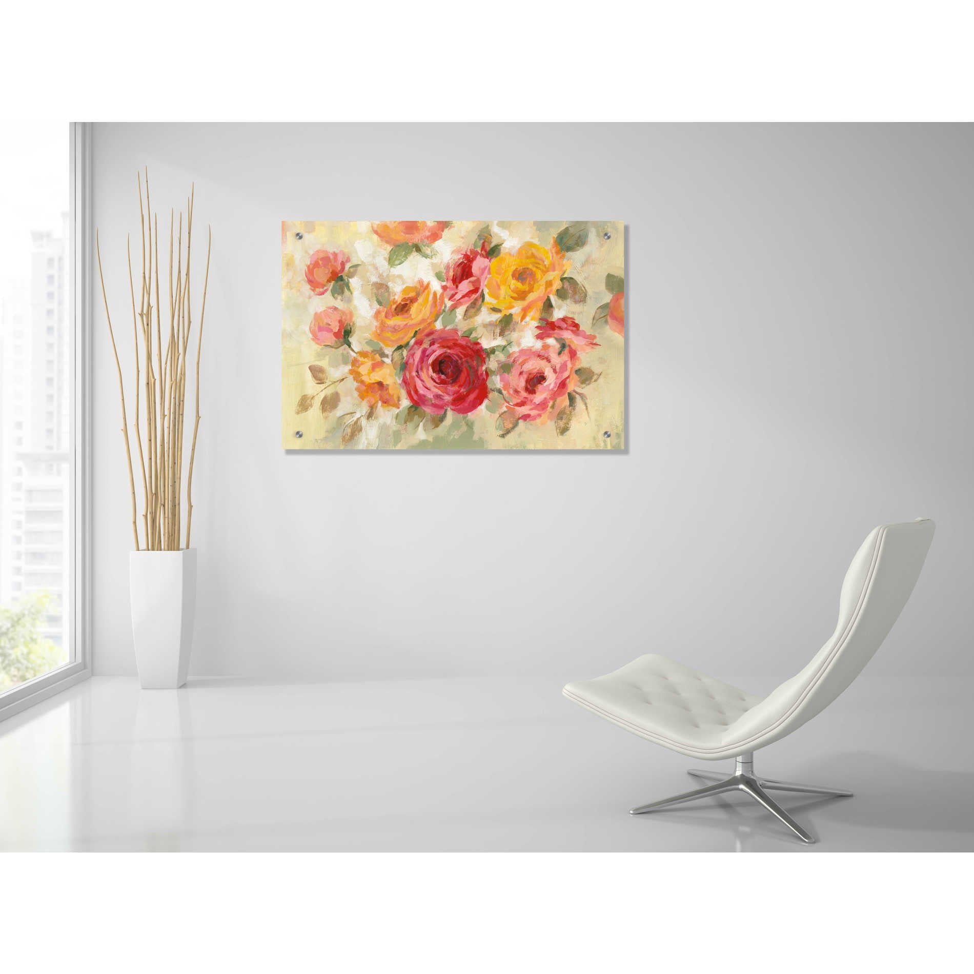 Epic Art 'Brushy Roses' by Silvia Vassileva, Acrylic Glass Wall Art,36x24