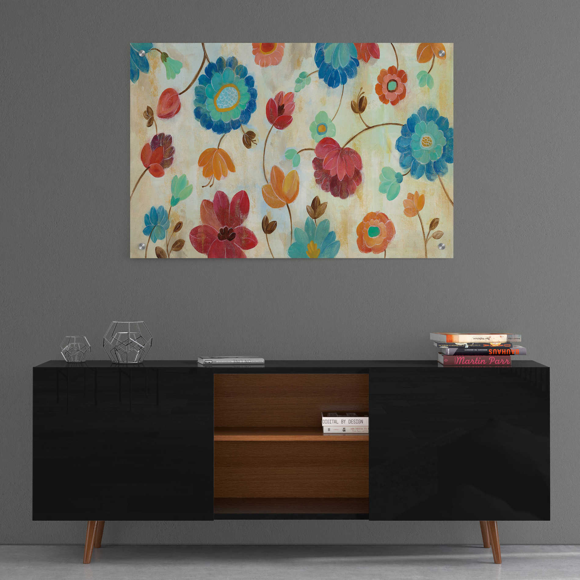 Epic Art 'Coral and Teal Garden III' by Silvia Vassileva, Acrylic Glass Wall Art,36x24