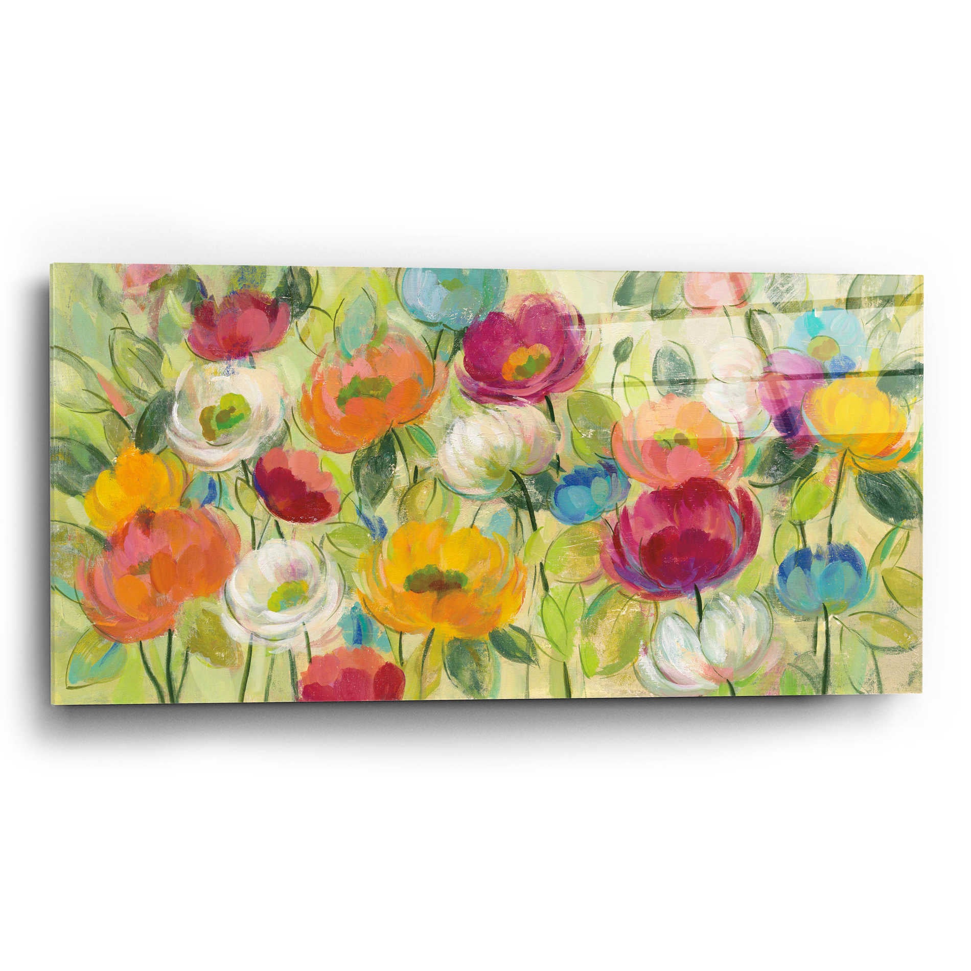 Epic Art 'Chartreuse Garden' by Silvia Vassileva, Acrylic Glass Wall Art,24x12