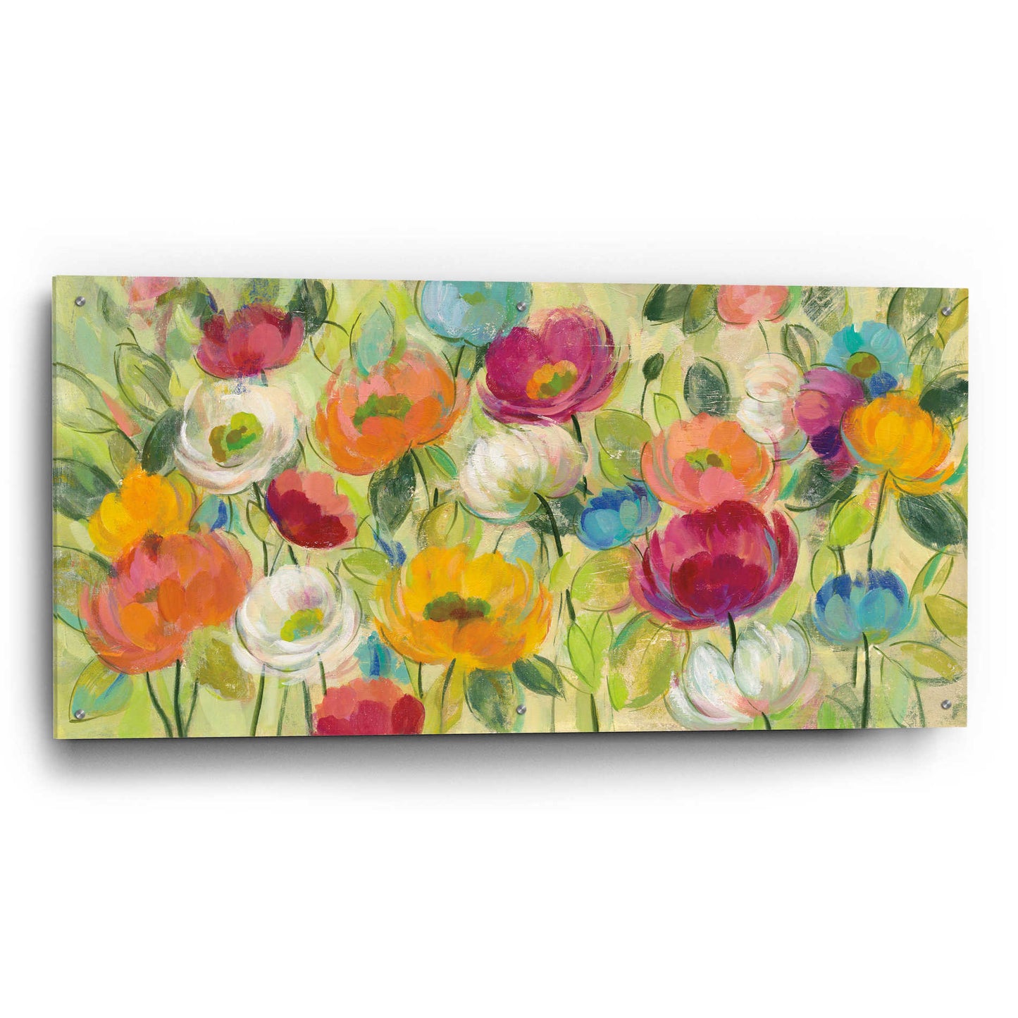 Epic Art 'Chartreuse Garden' by Silvia Vassileva, Acrylic Glass Wall Art,48x24