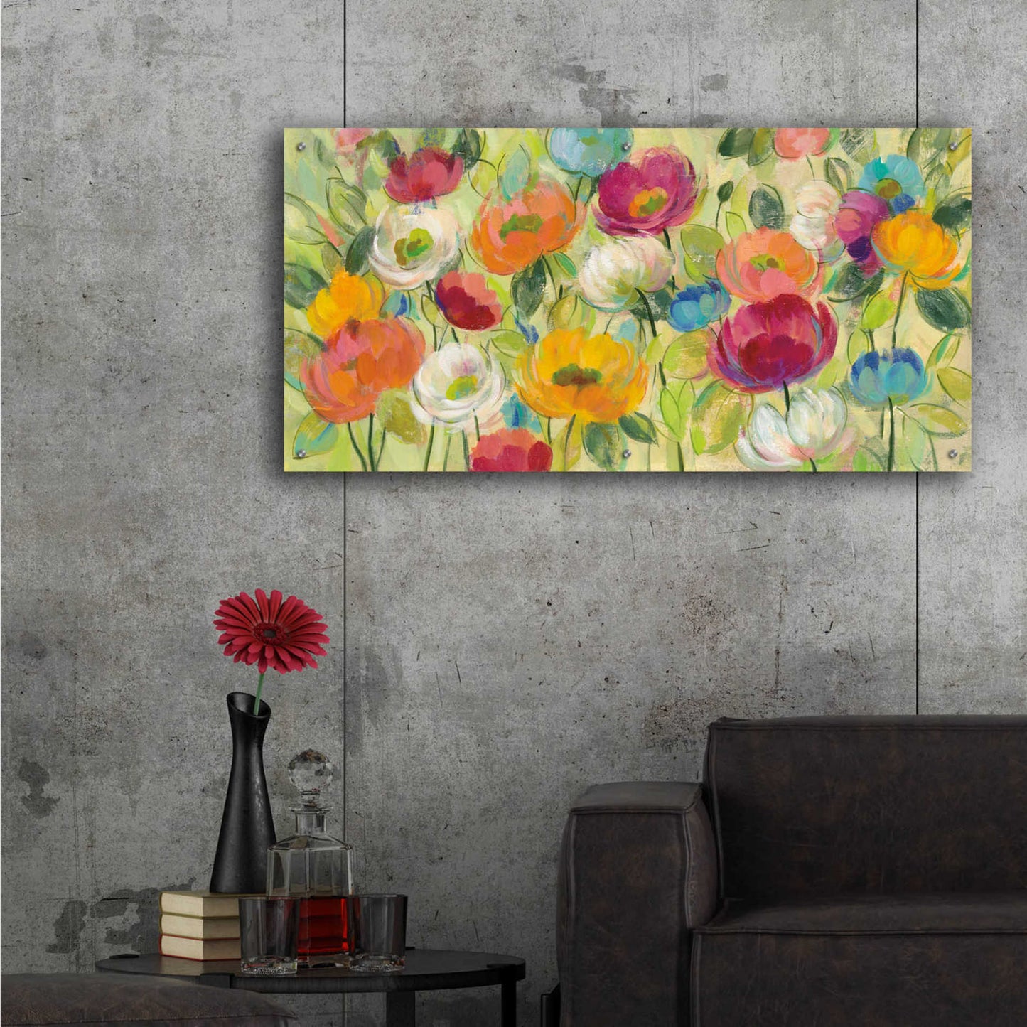 Epic Art 'Chartreuse Garden' by Silvia Vassileva, Acrylic Glass Wall Art,48x24