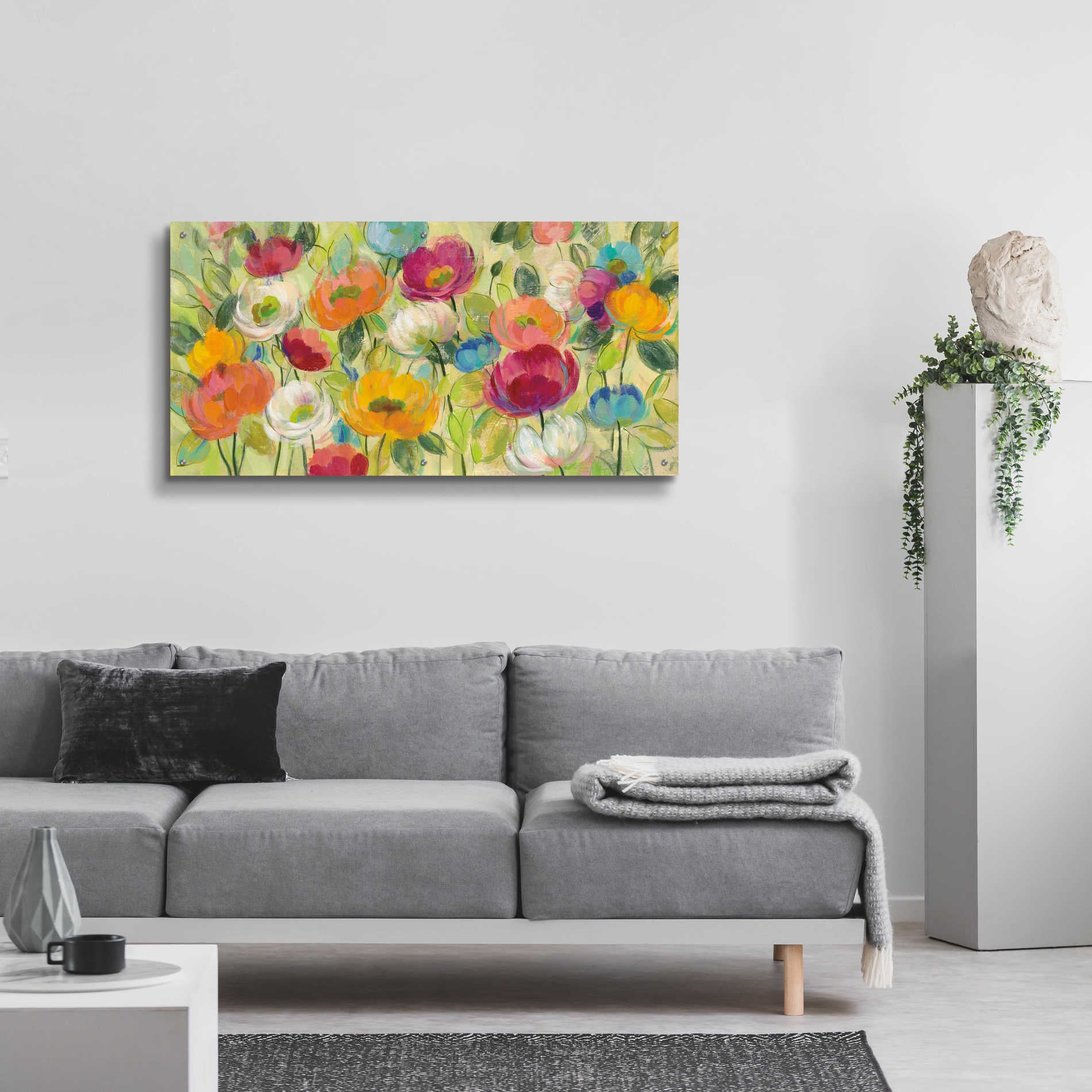 Epic Art 'Chartreuse Garden' by Silvia Vassileva, Acrylic Glass Wall Art,48x24