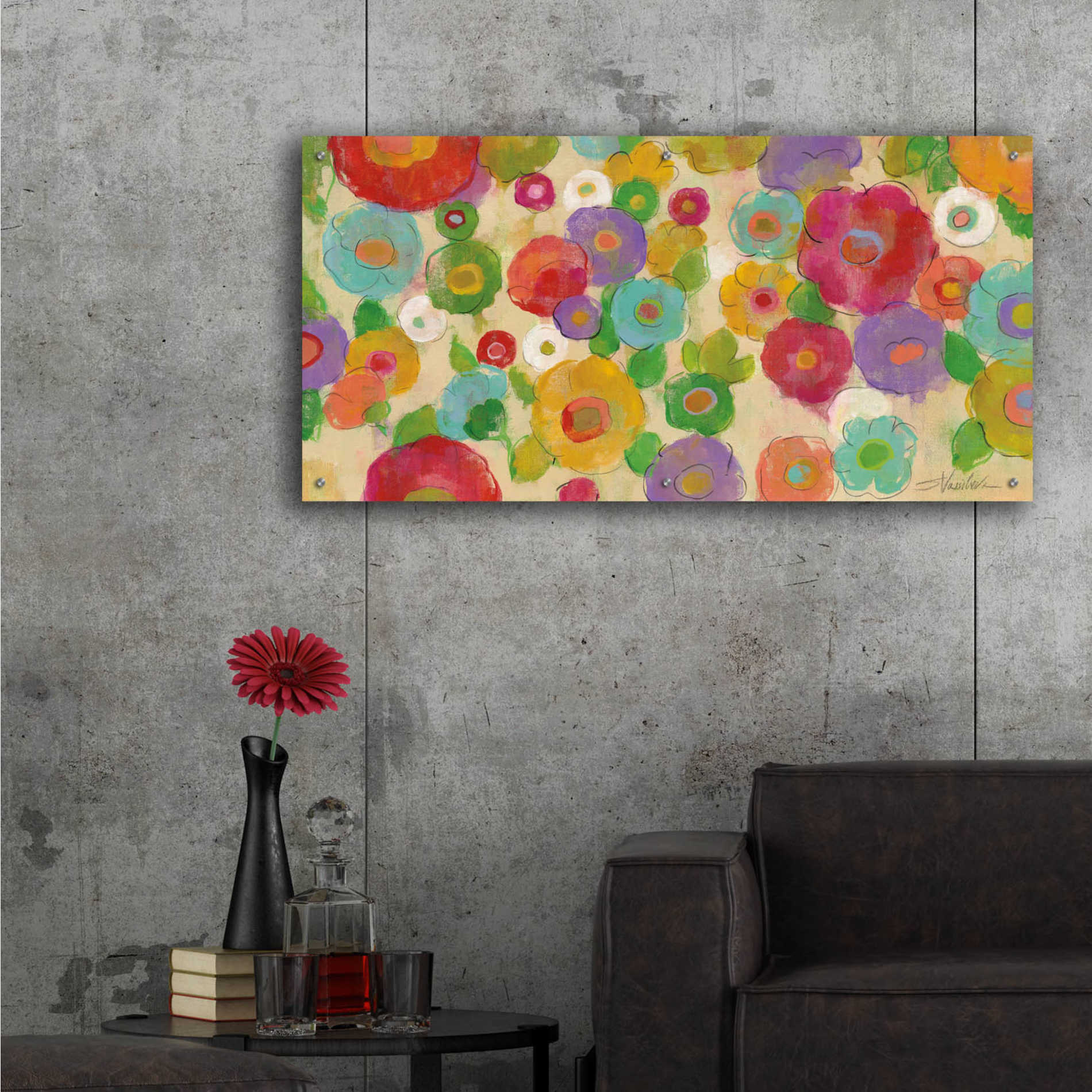 Epic Art 'Bohemian Bouquet I' by Silvia Vassileva, Acrylic Glass Wall Art,48x24