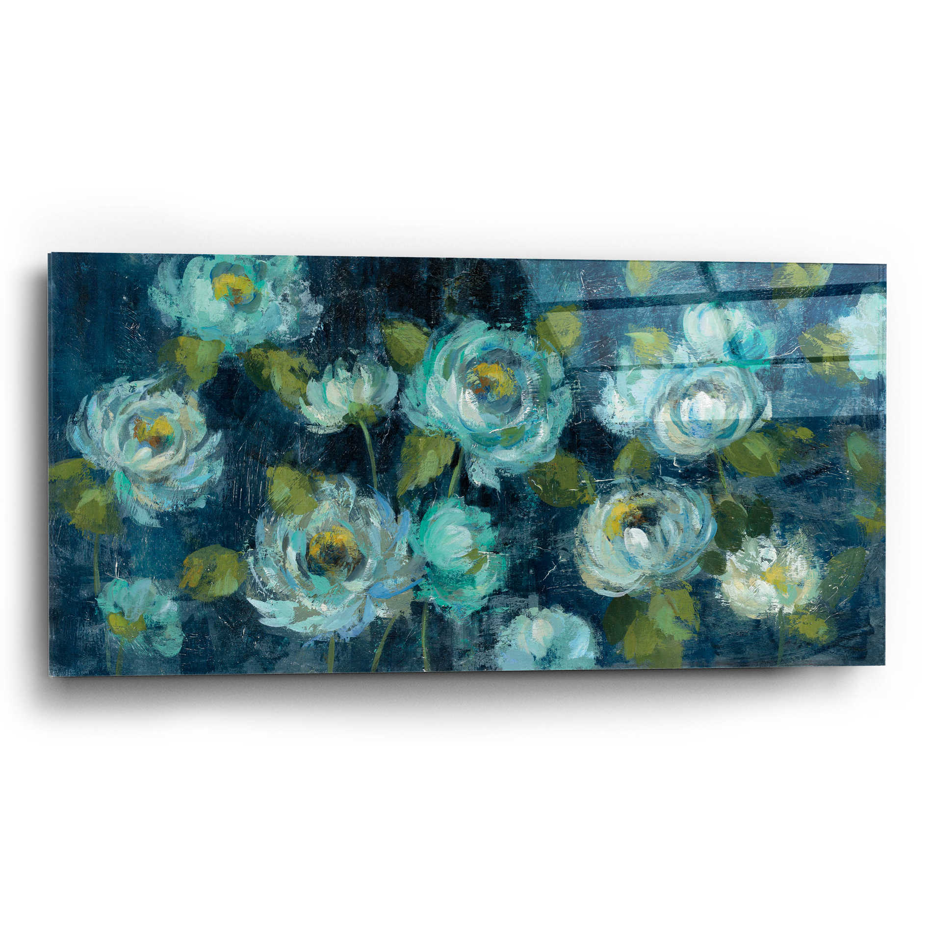 Epic Art 'Indigo Mums' by Silvia Vassileva, Acrylic Glass Wall Art,24x12