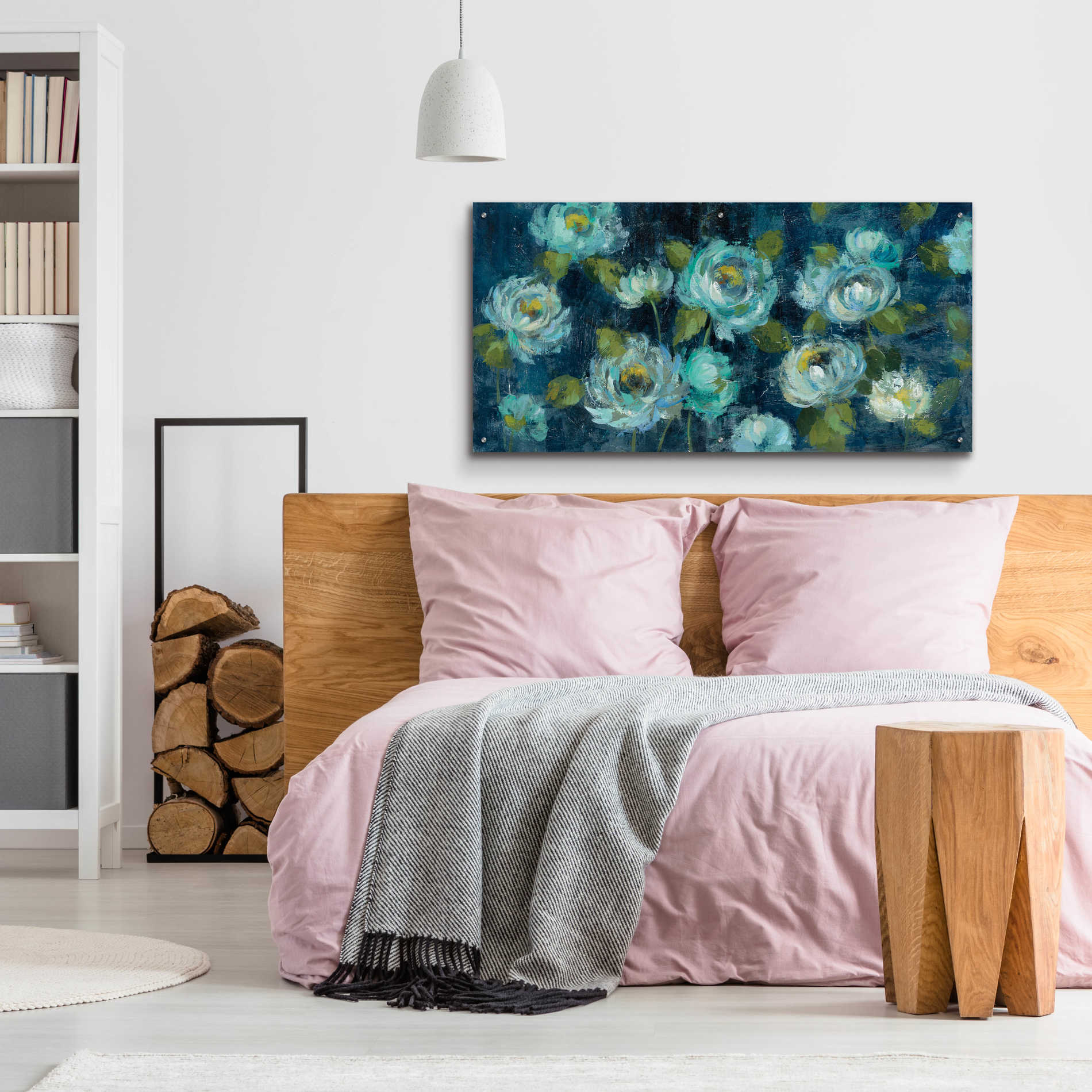 Epic Art 'Indigo Mums' by Silvia Vassileva, Acrylic Glass Wall Art,48x24