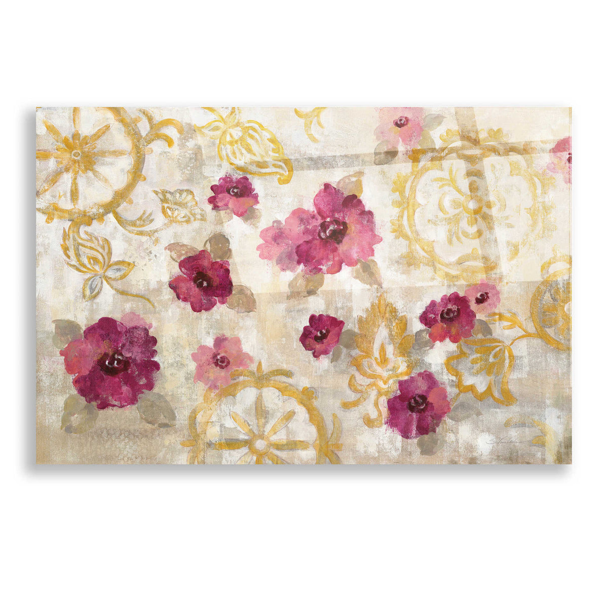 Epic Art 'Elegant Fresco Floral' by Silvia Vassileva, Acrylic Glass Wall Art