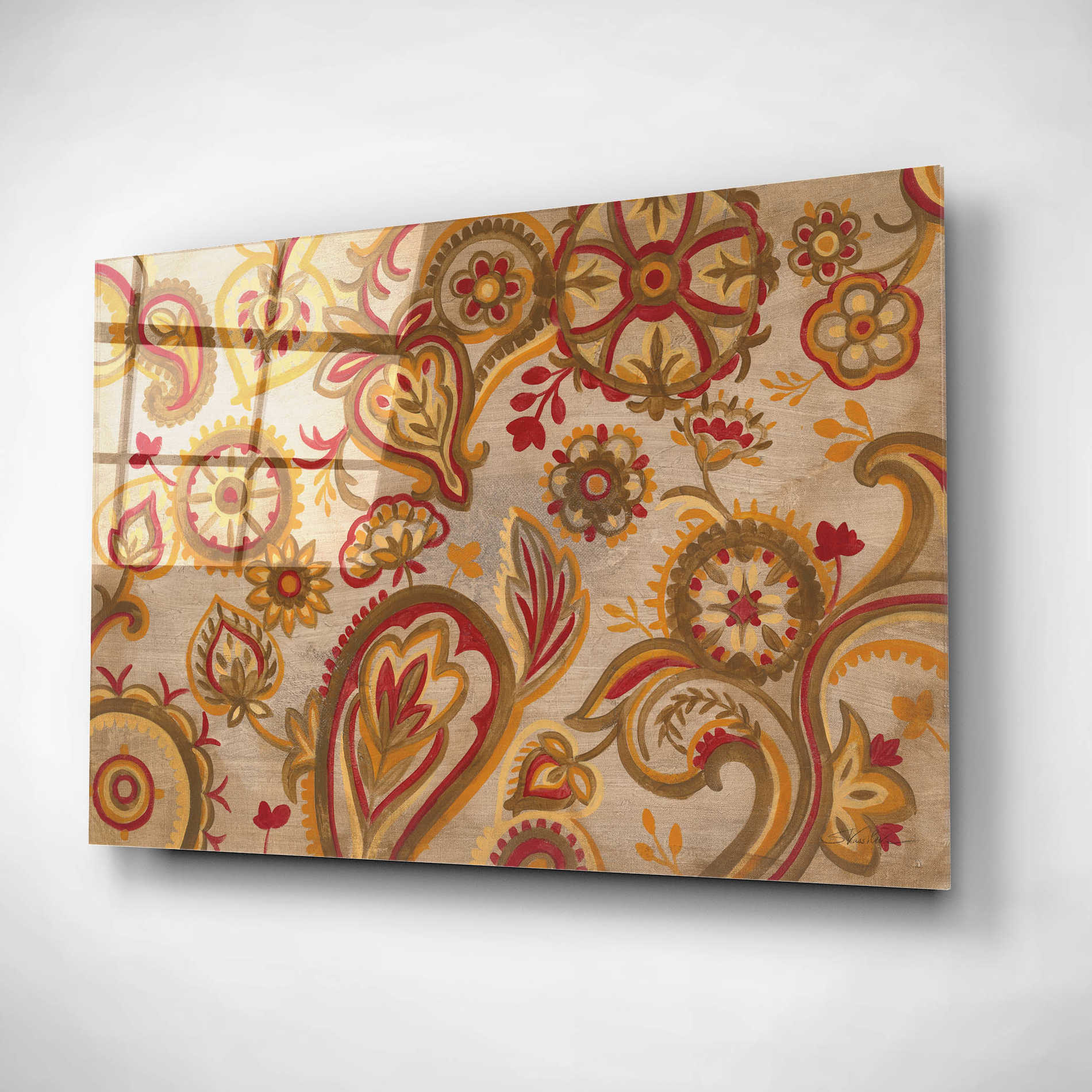 Epic Art 'Linen Paisley' by Silvia Vassileva, Acrylic Glass Wall Art,24x16