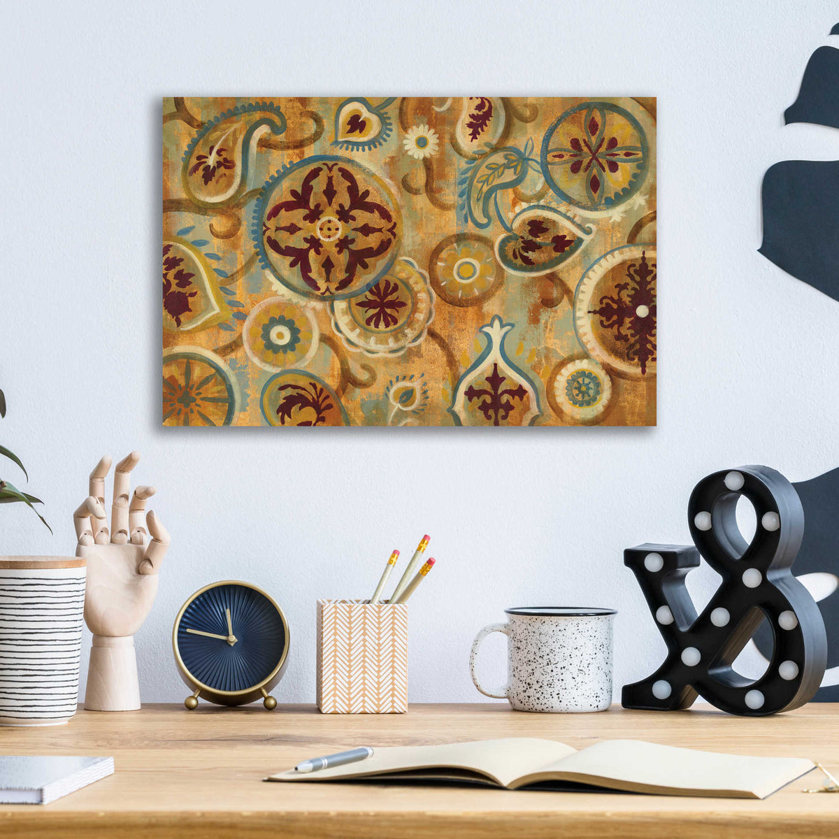 Epic Art 'Burnt Paisley and Mandalas' by Silvia Vassileva, Acrylic Glass Wall Art,16x12