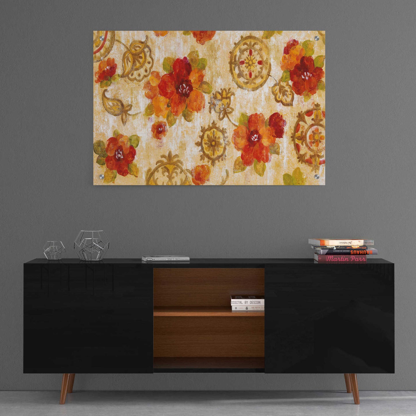 Epic Art 'Hibiscus and Mandala' by Silvia Vassileva, Acrylic Glass Wall Art,36x24