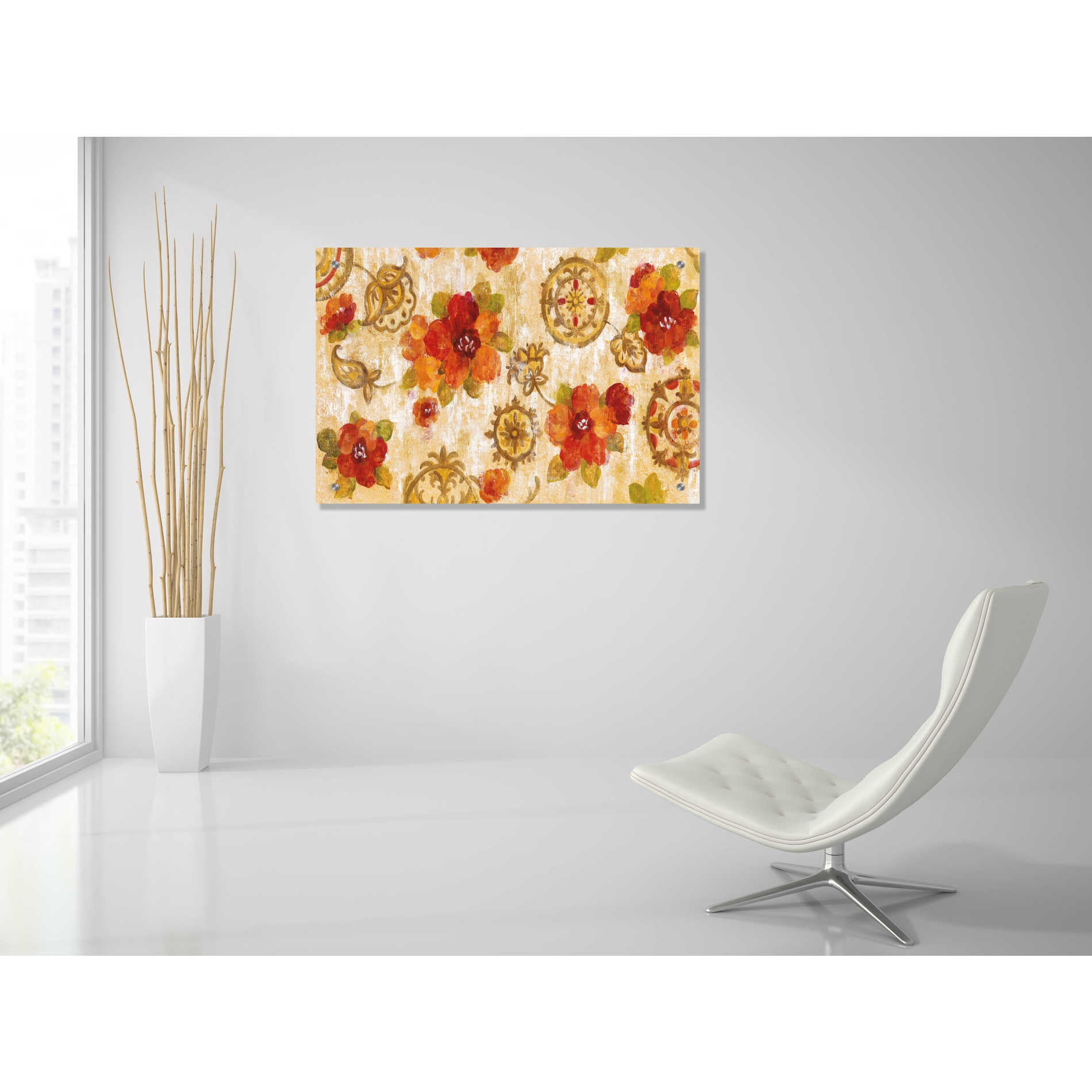 Epic Art 'Hibiscus and Mandala' by Silvia Vassileva, Acrylic Glass Wall Art,36x24