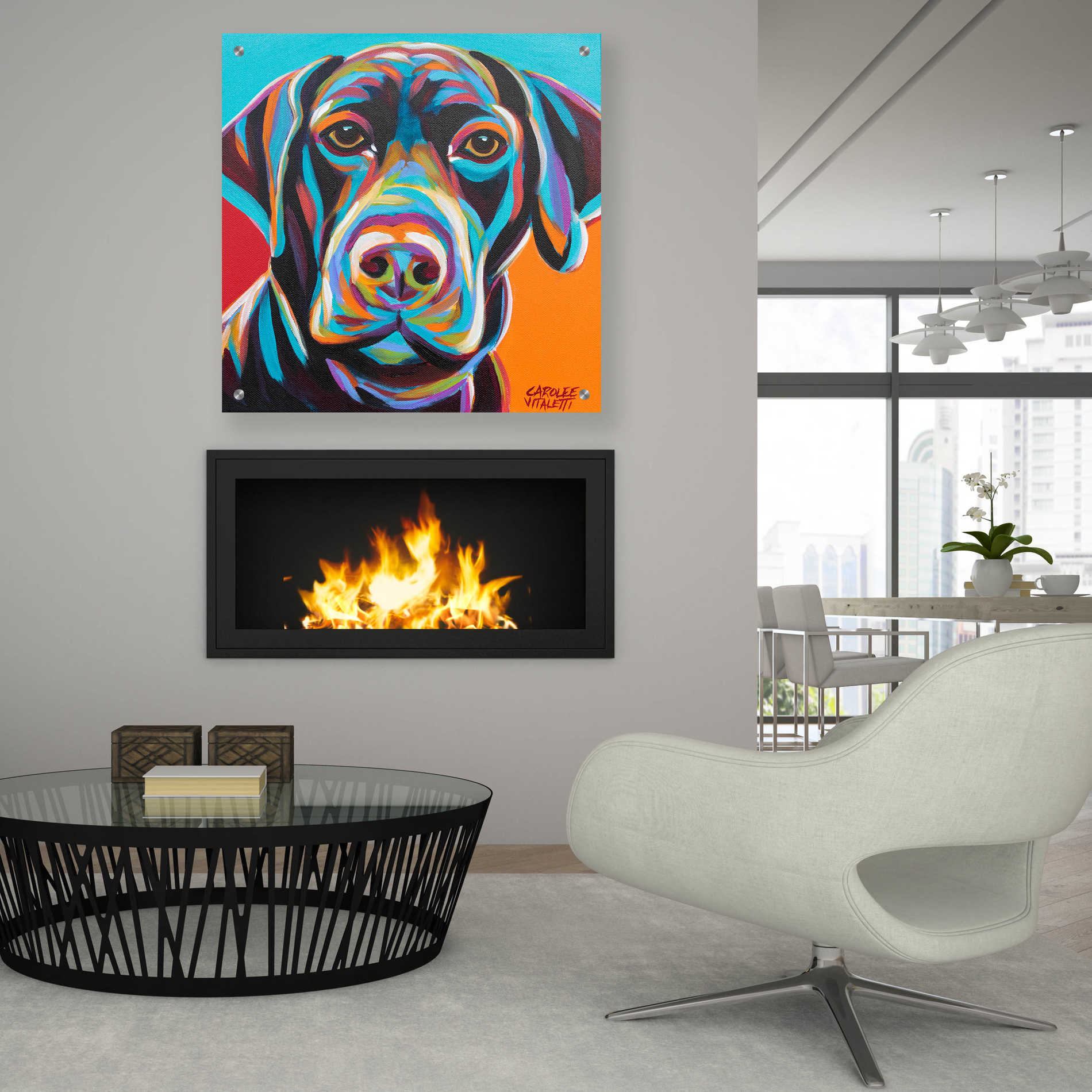 Epic Art 'Dog Friend II' by Carolee Vitaletti, Acrylic Glass Wall Art,36x36
