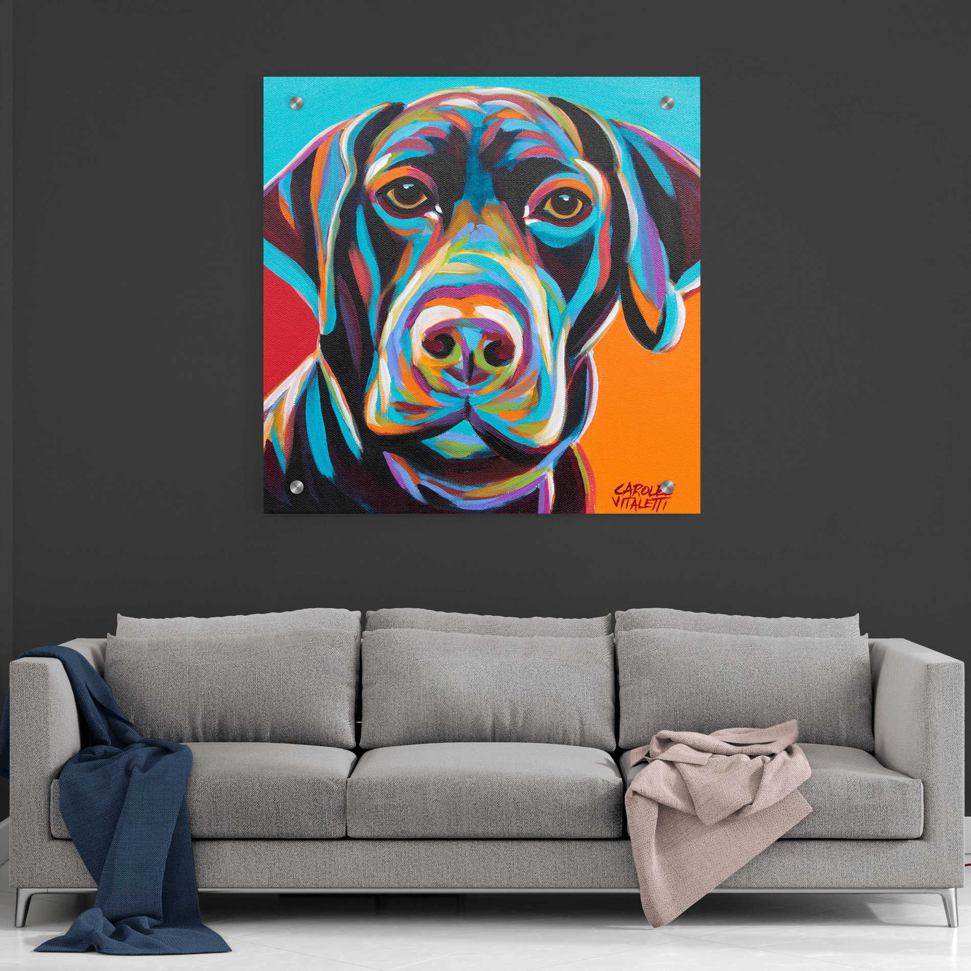 Epic Art 'Dog Friend II' by Carolee Vitaletti, Acrylic Glass Wall Art,36x36