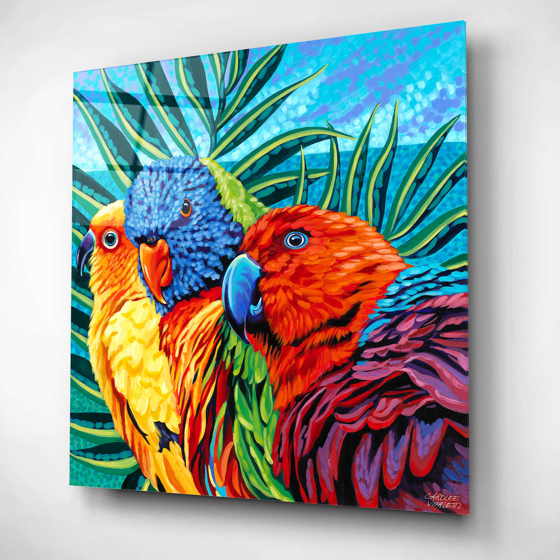 Epic Art 'Birds in Paradise I' by Carolee Vitaletti, Acrylic Glass Wall Art,12x12