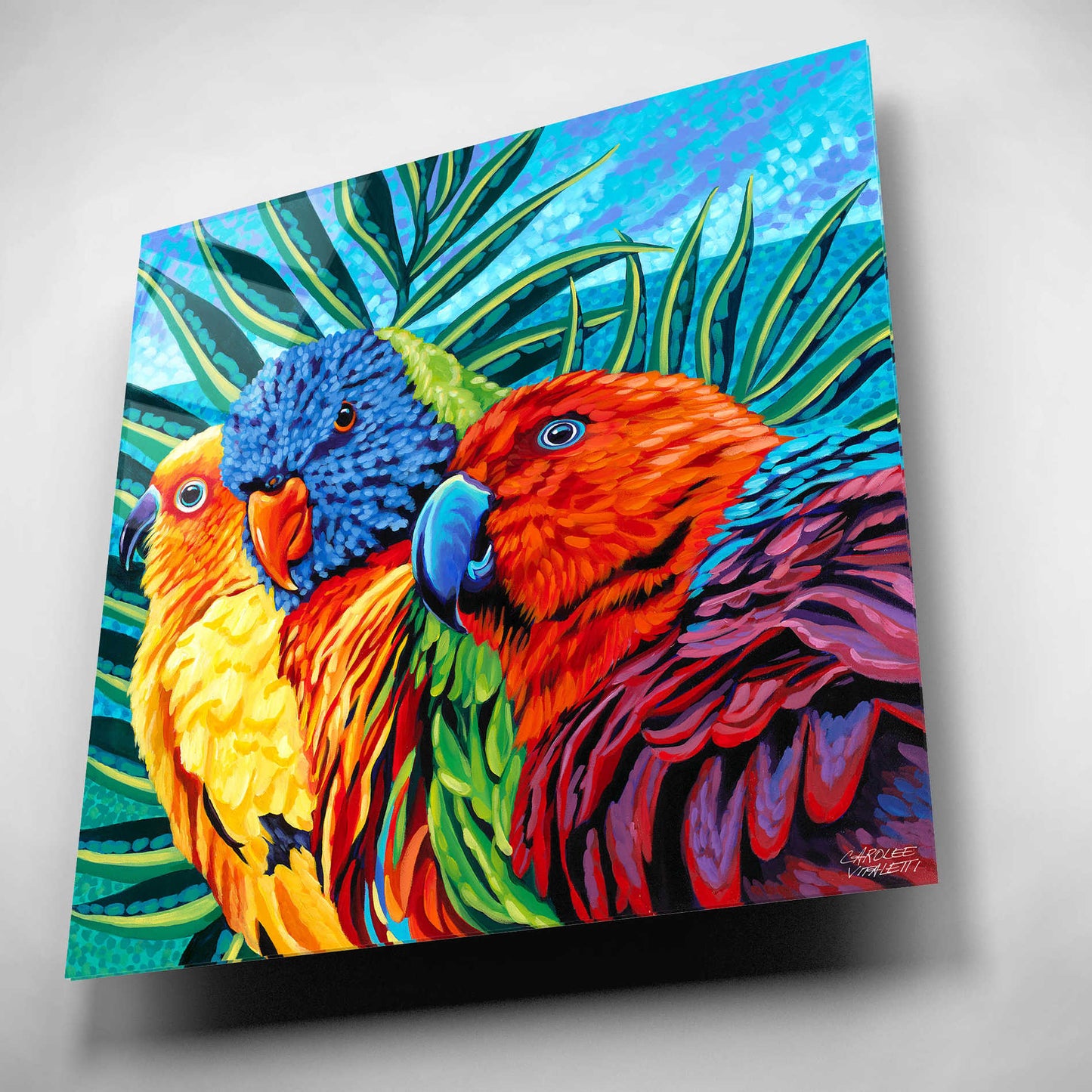 Epic Art 'Birds in Paradise I' by Carolee Vitaletti, Acrylic Glass Wall Art,12x12