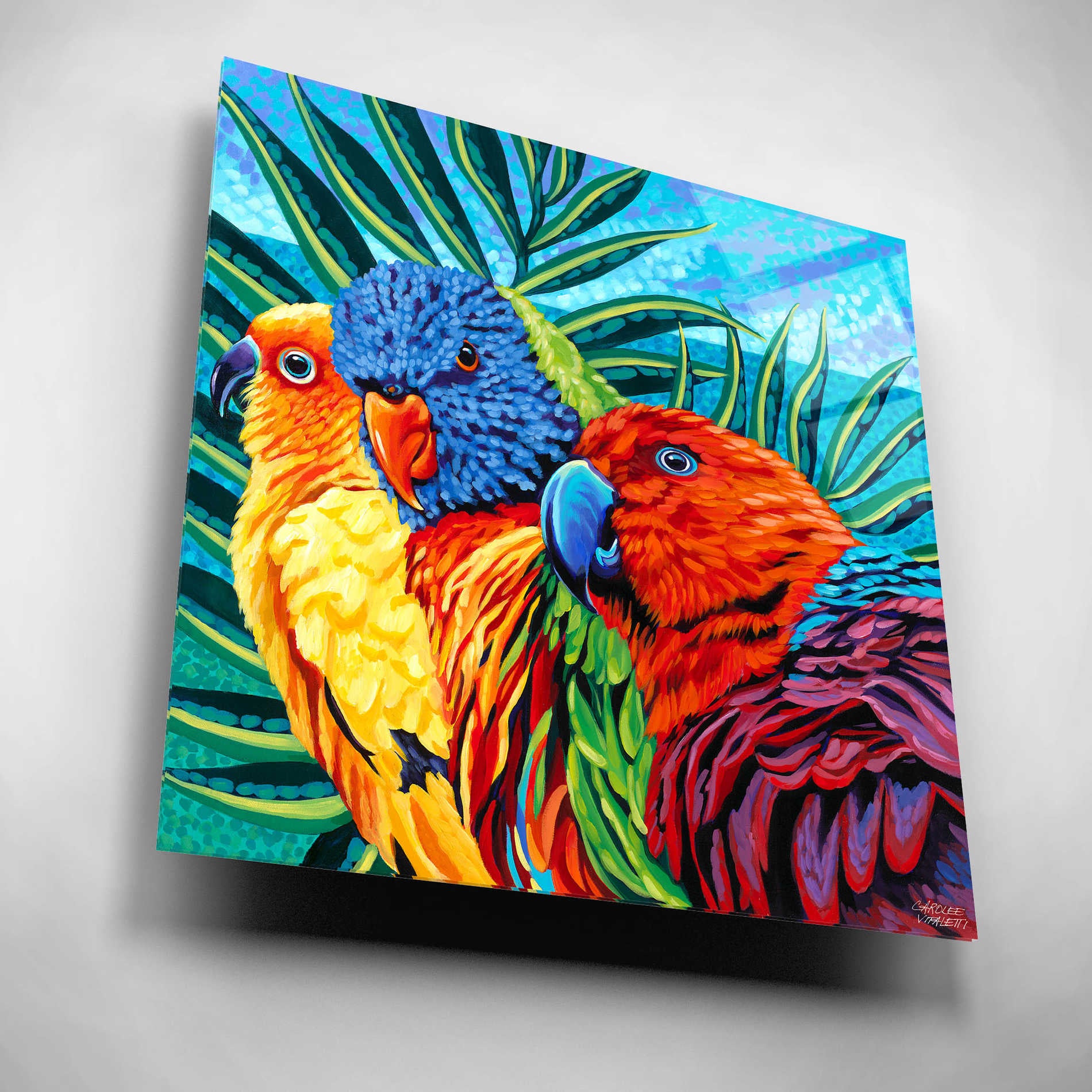 Epic Art 'Birds in Paradise I' by Carolee Vitaletti, Acrylic Glass Wall Art,12x12