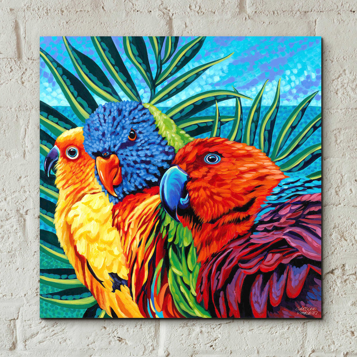Epic Art 'Birds in Paradise I' by Carolee Vitaletti, Acrylic Glass Wall Art,12x12