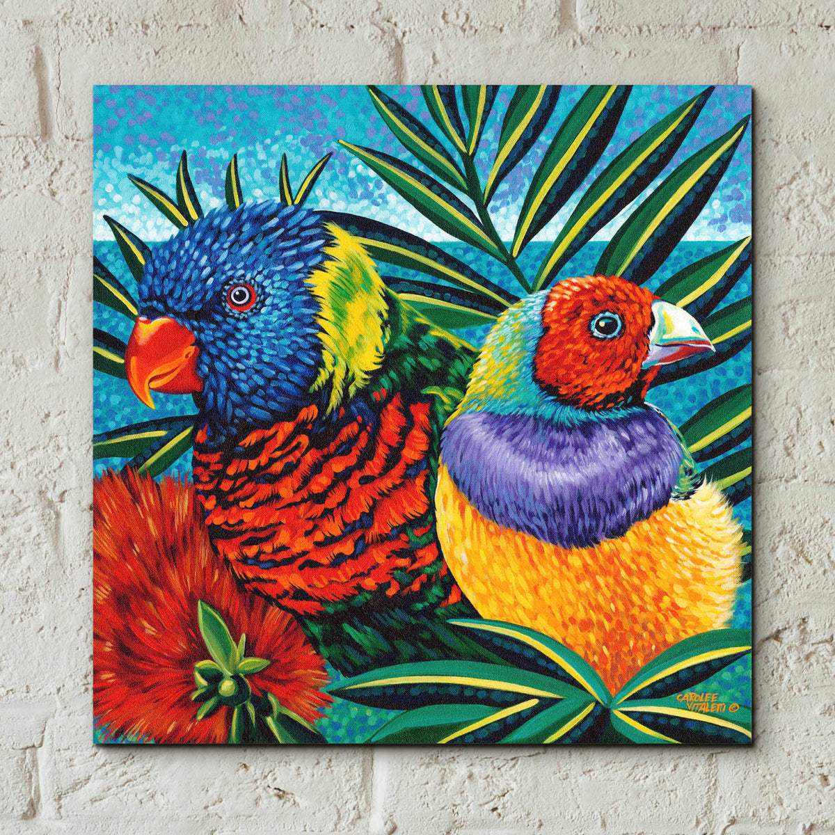 Epic Art 'Birds in Paradise II' by Carolee Vitaletti, Acrylic Glass Wall Art,12x12