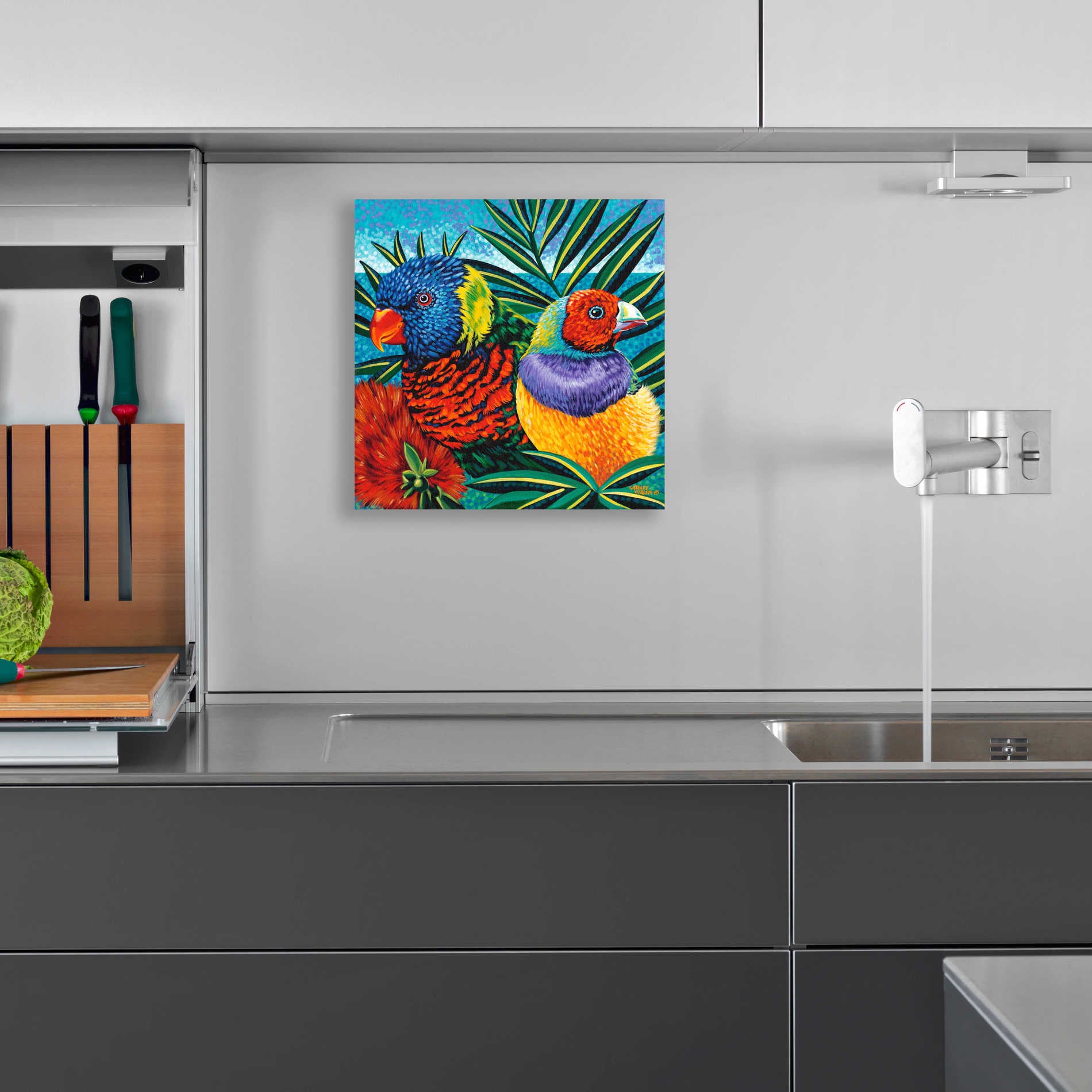 Epic Art 'Birds in Paradise II' by Carolee Vitaletti, Acrylic Glass Wall Art,12x12