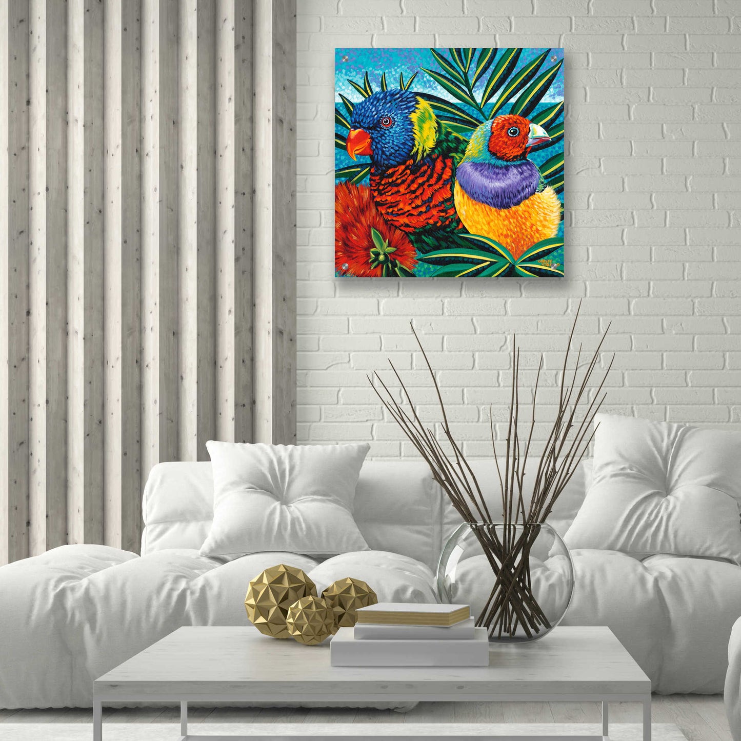 Epic Art 'Birds in Paradise II' by Carolee Vitaletti, Acrylic Glass Wall Art,24x24
