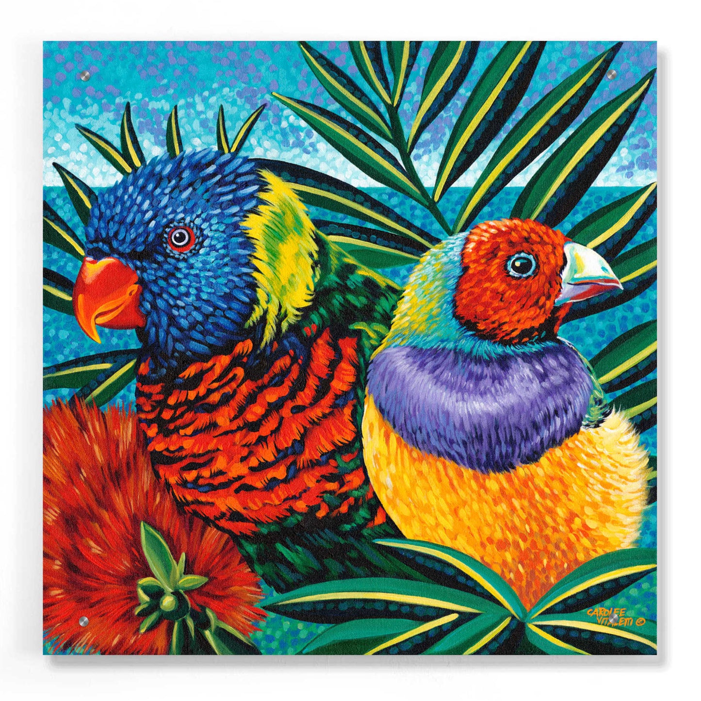 Epic Art 'Birds in Paradise II' by Carolee Vitaletti, Acrylic Glass Wall Art,24x24