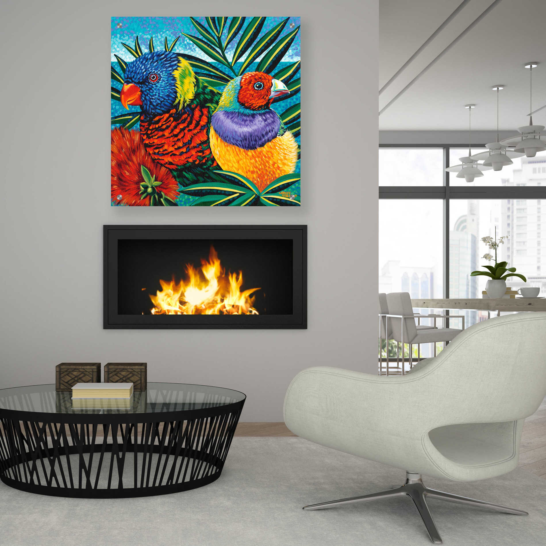 Epic Art 'Birds in Paradise II' by Carolee Vitaletti, Acrylic Glass Wall Art,36x36