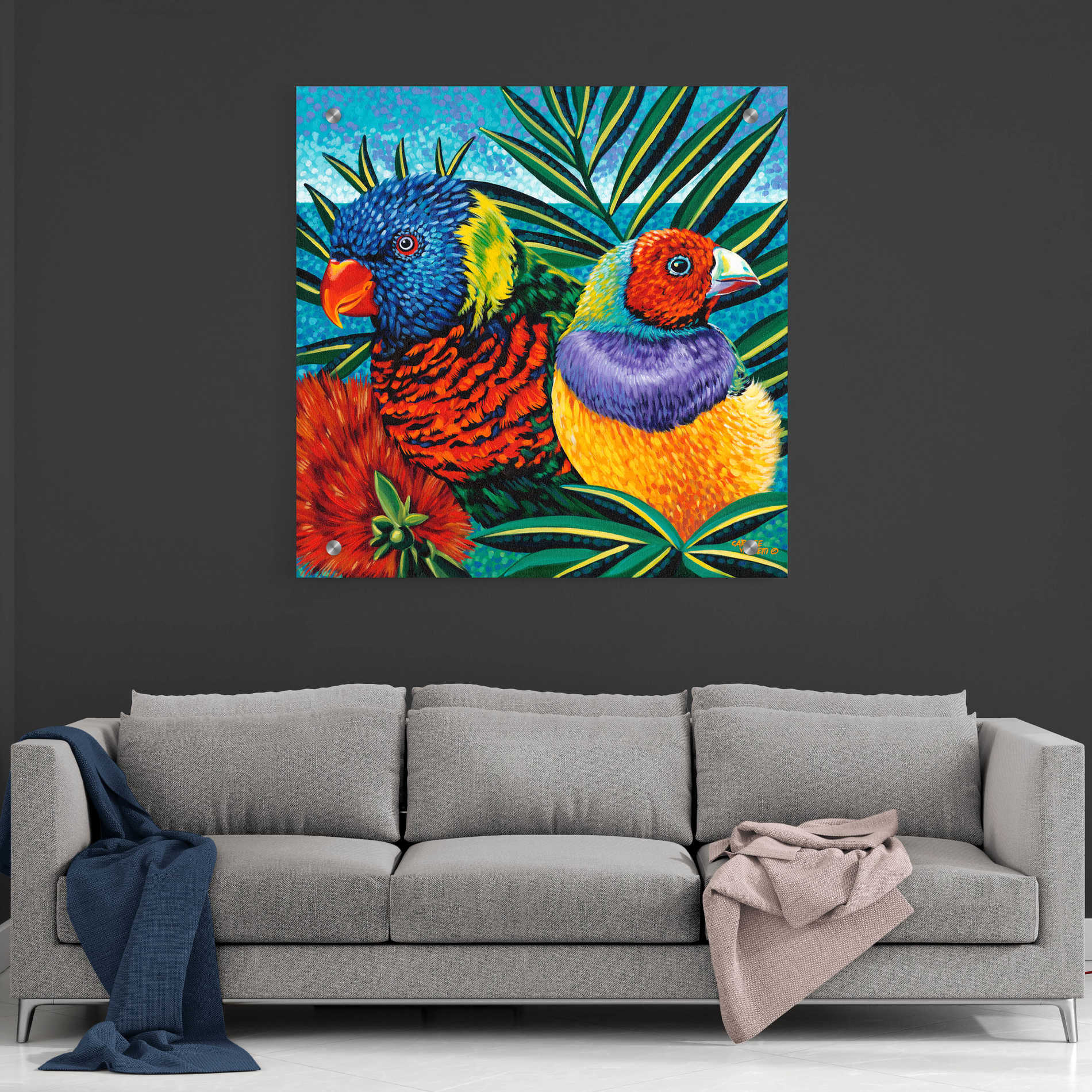 Epic Art 'Birds in Paradise II' by Carolee Vitaletti, Acrylic Glass Wall Art,36x36