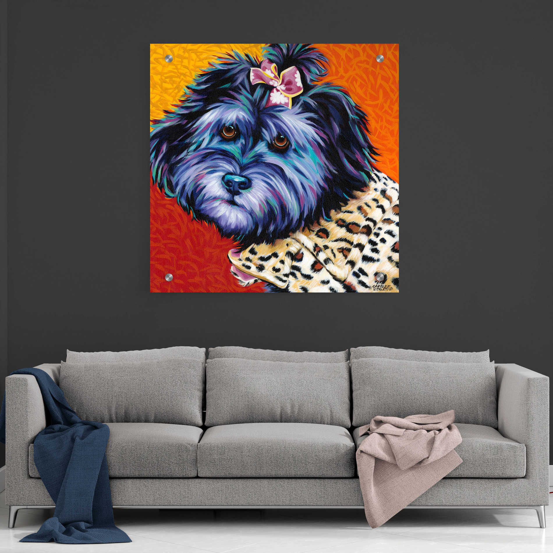 Epic Art 'Cute Pups III' by Carolee Vitaletti, Acrylic Glass Wall Art,36x36