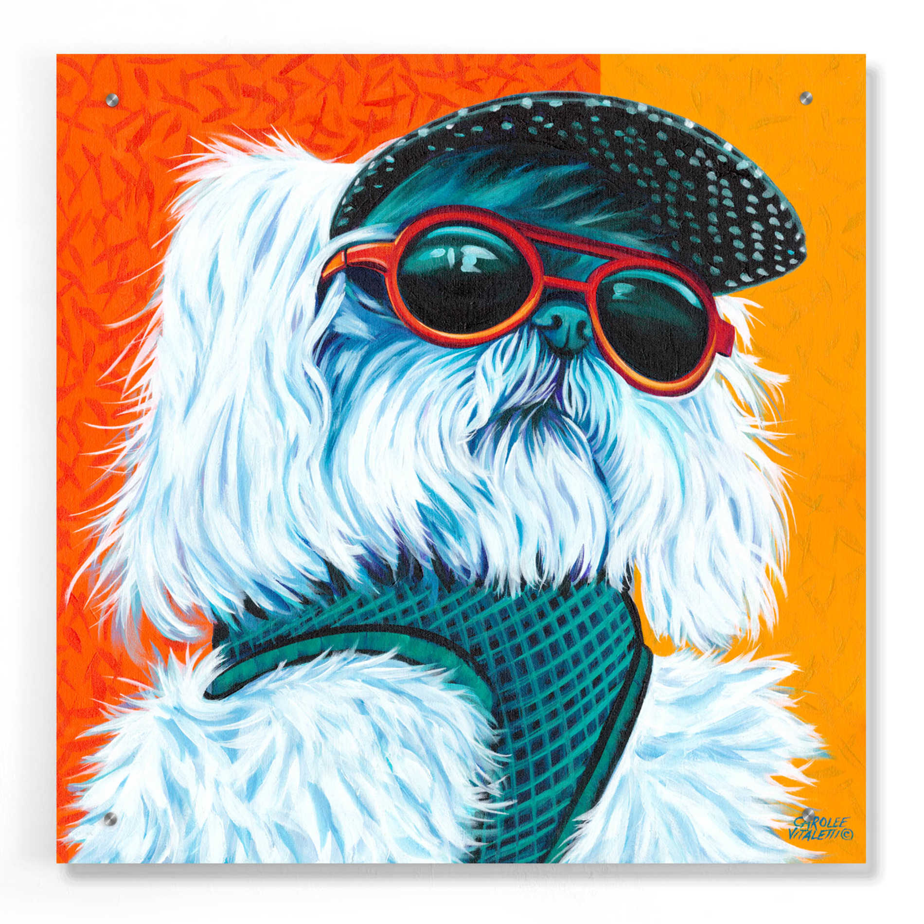 Epic Art 'Cute Pups IV' by Carolee Vitaletti, Acrylic Glass Wall Art,24x24