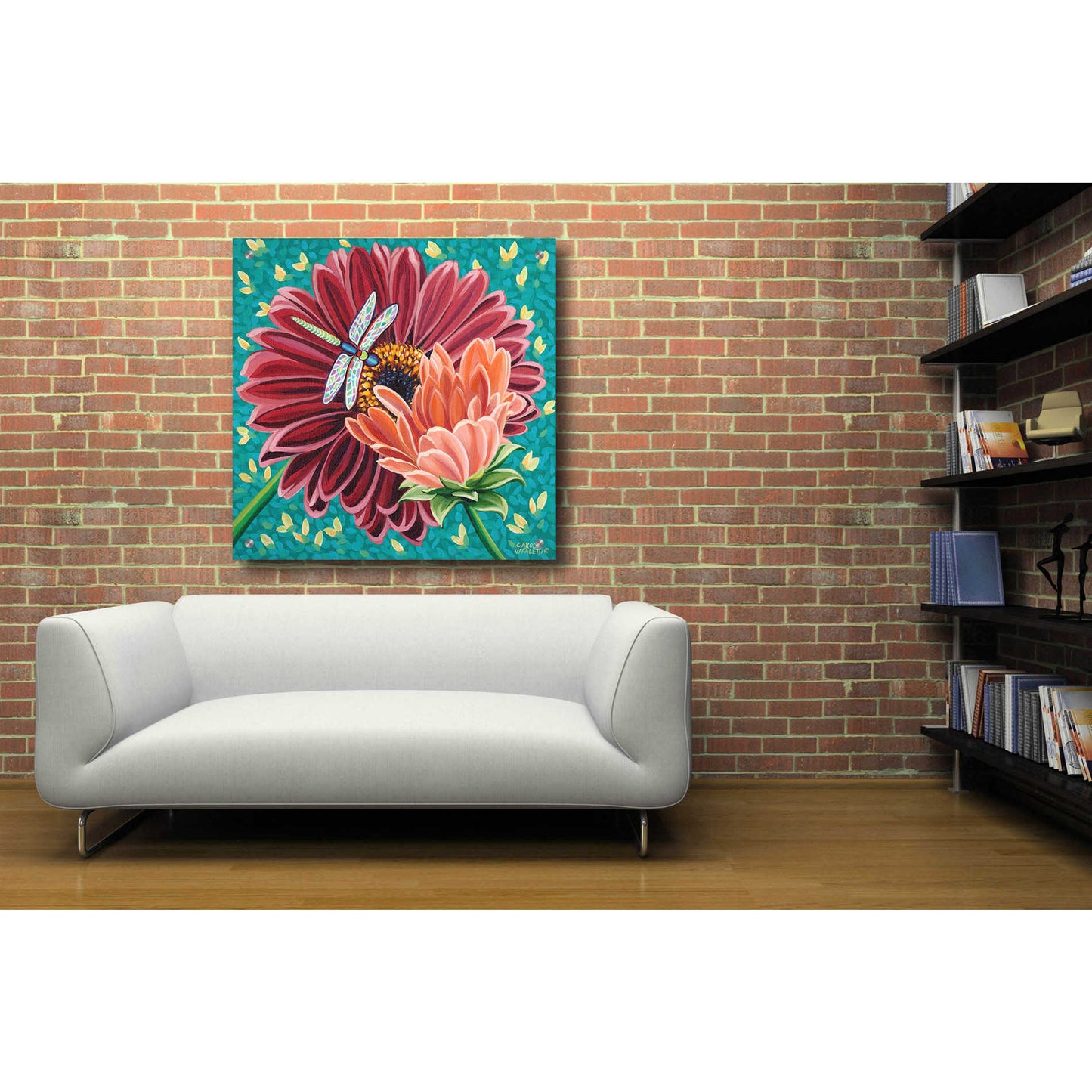Epic Art 'Dragonfly on Blooms II' by Carolee Vitaletti, Acrylic Glass Wall Art,36x36