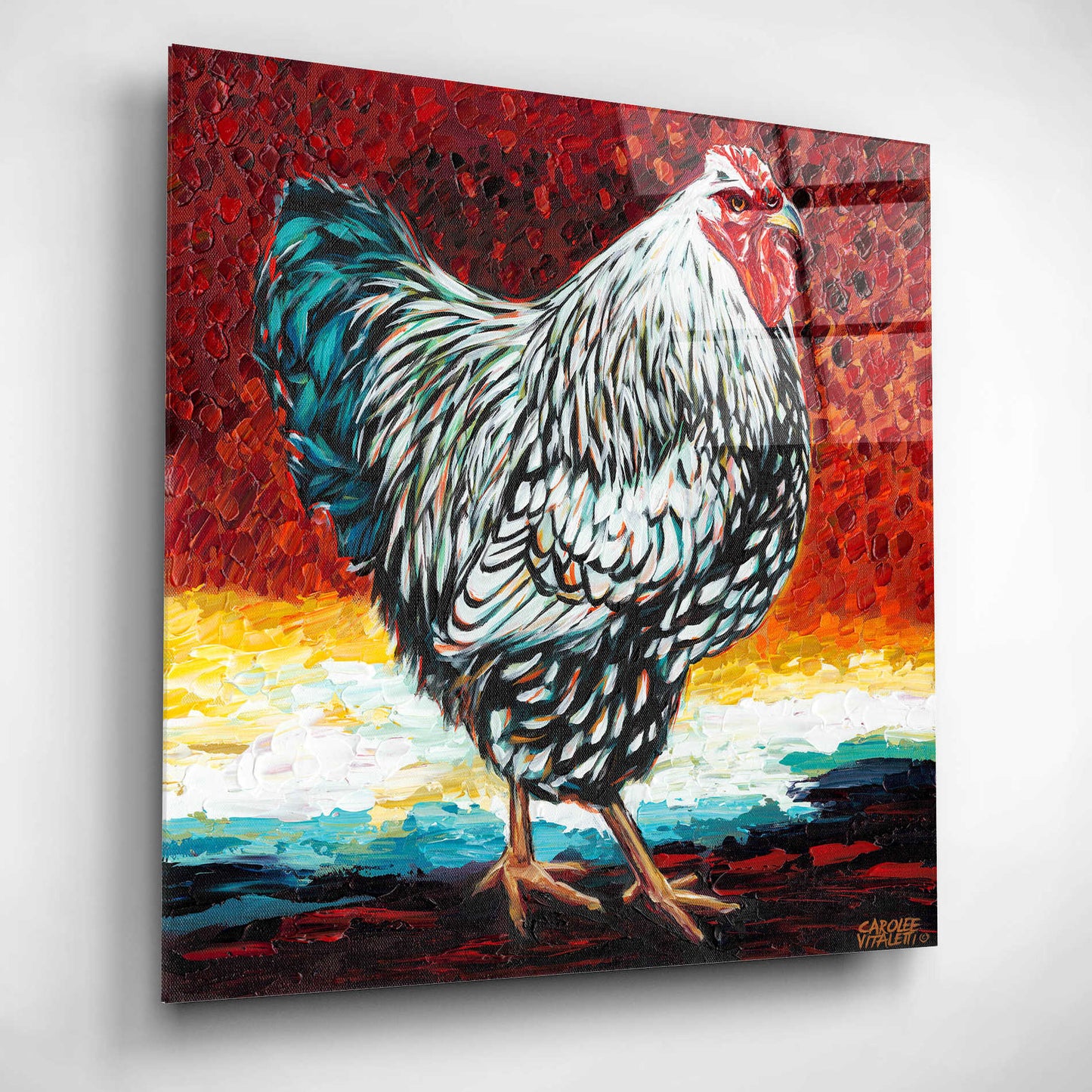 Epic Art 'Fancy Chicken I' by Carolee Vitaletti, Acrylic Glass Wall Art,12x12