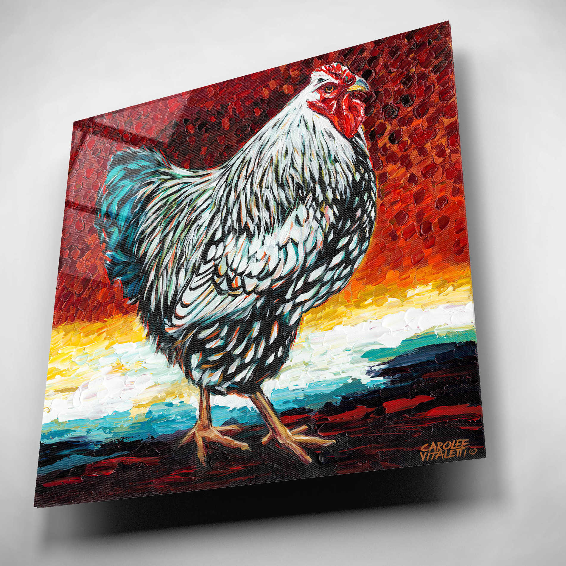 Epic Art 'Fancy Chicken I' by Carolee Vitaletti, Acrylic Glass Wall Art,12x12