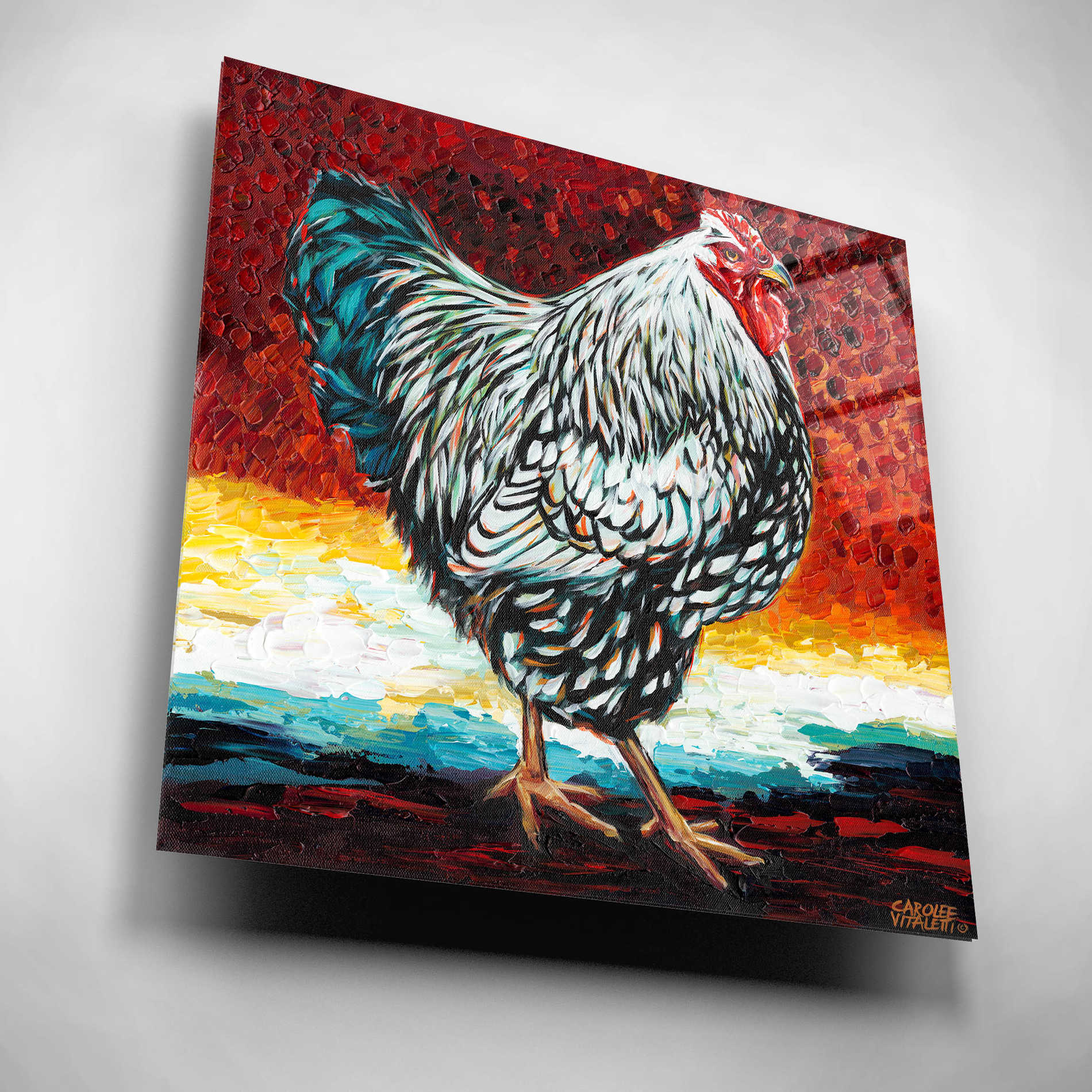 Epic Art 'Fancy Chicken I' by Carolee Vitaletti, Acrylic Glass Wall Art,12x12